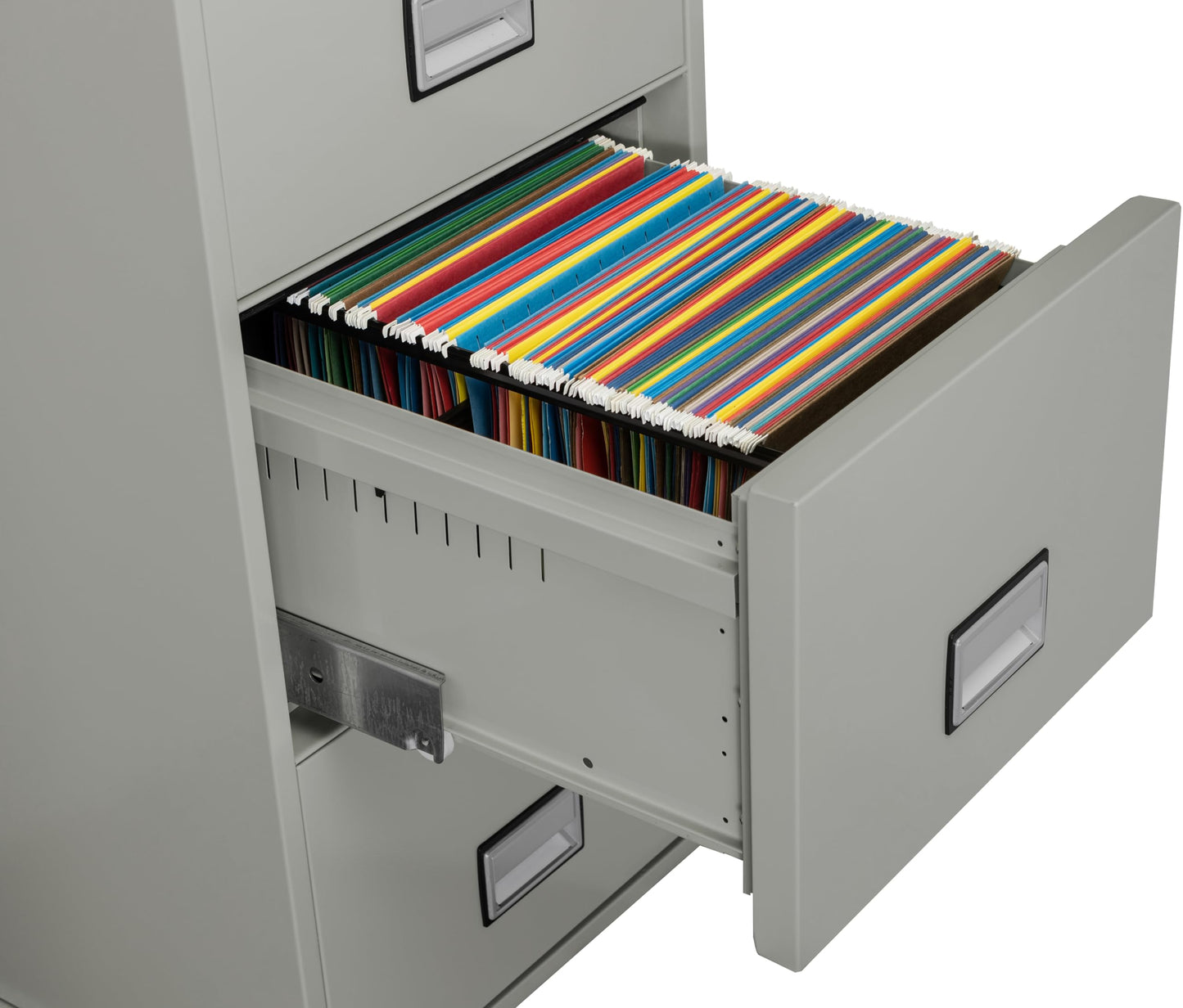 Phoenix Safe 25 inch 4-Drawer Vertical Fireproof File Cabinet – Legal and Letter Size Filing – Key Lock – Water Resistant Seal – Fire and Impact Rated – Light Gray Finish – Model LGL4W25LG