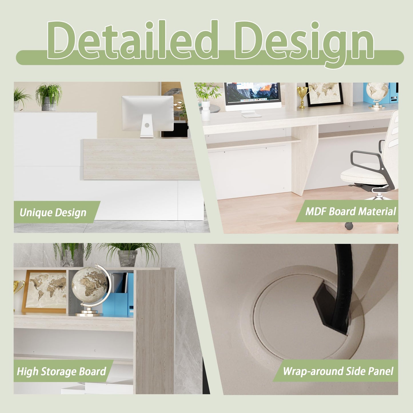 85.8 inches Reception Desk with Counter Modern Front Table Checkout Counter Table Retail Counter for Reception Room,Salon,Office,Store,Shop,Clinic,Lobbies,Retail,Home,White