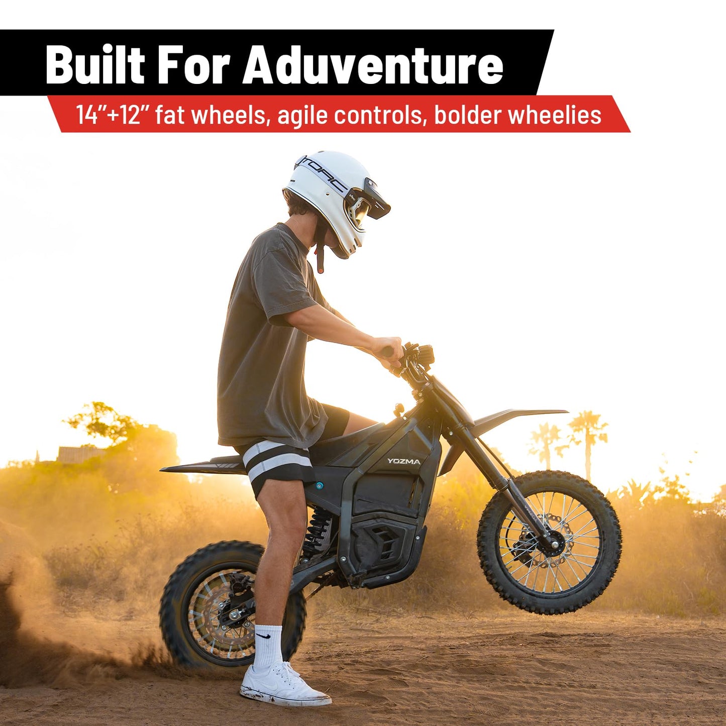 Yozma IN10 Electric Dirt Bike, 2600W 40MPH Electric-Motorcycle with 48V/23AH Battery Ebike, Full Hydraulic Brakes and Suspensions Mountain Off-Road E Dirt Bike, for Teens & Adults