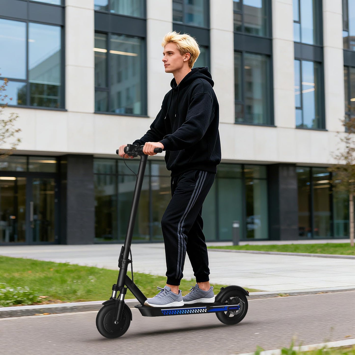 Electric Scooter Adults 350W Motor 8.5" Solid Tire Foldable E Scooter Adult and Teens Max 19 MPH Speed Dual Braking System APP Control