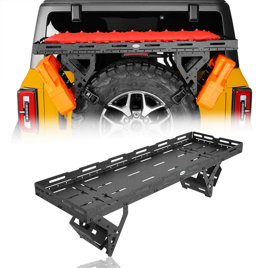 Hooke Road Universal Spare Tire Cargo Rack Basket Carrier for 30"-40" Tires, Fits for 1976-2026 Jeep Wrangler (CJ, YJ, TJ, JK, JL) & 2021-2026 Ford Bronco, SUV, RV