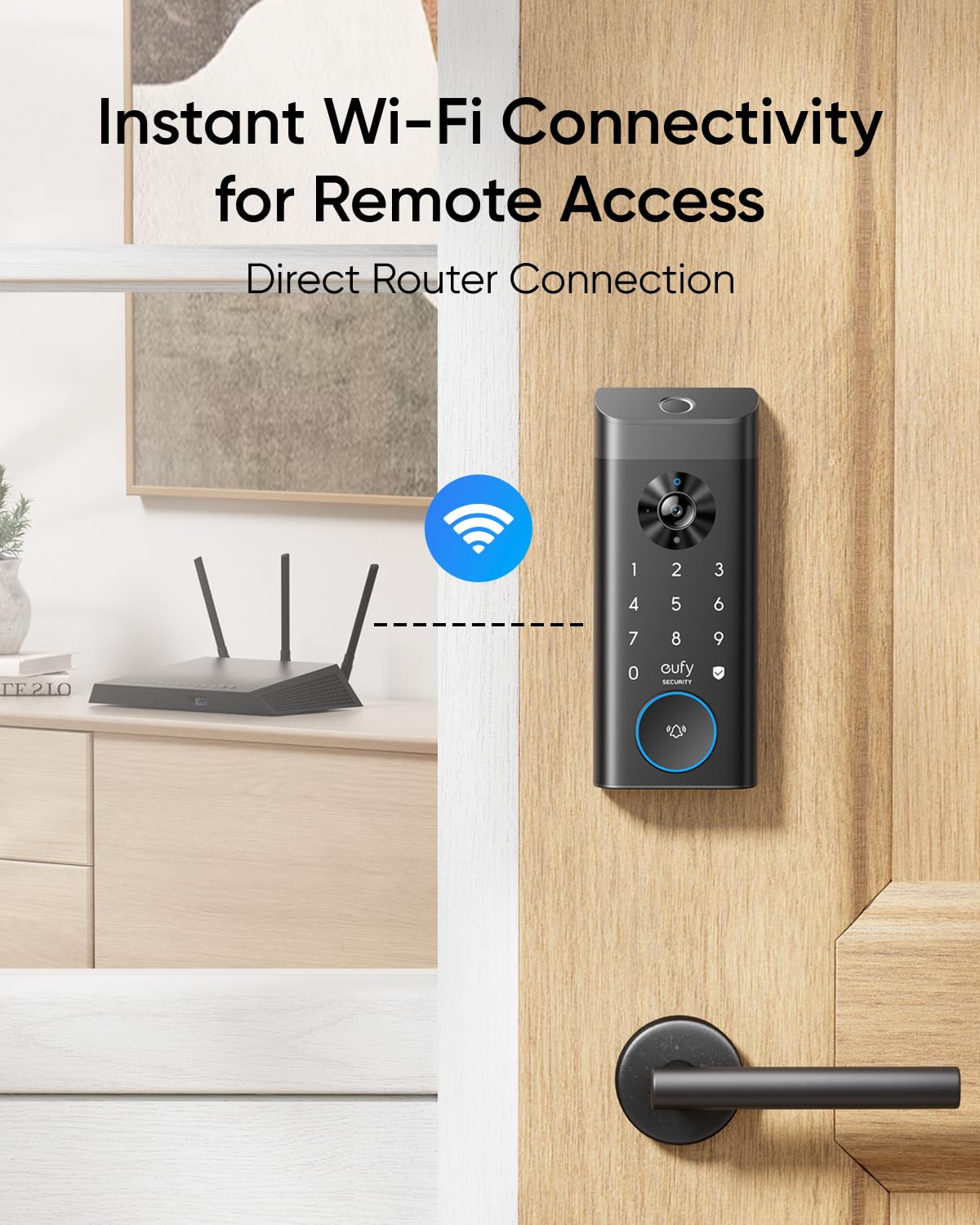eufy Security Video Smart Lock E330, 3-in-1 Camera+Doorbell+Fingerprint Keyless Entry Door Lock, Smart Built-in Wi-Fi Deadbolt for Front Door, Auto Lock, 8 GB Built‑in Storage, Easy Installation