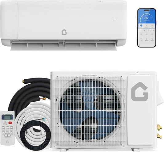 12000 BTU Mini Split Air Conditioner Heat Pump System,SEER2 18.5 Ductless Inverter AC Unit System with WiFi, Compatible with Alexa,Remote Control & Installation Kit, Cools Up to 750 Sq.Ft, 208-230v