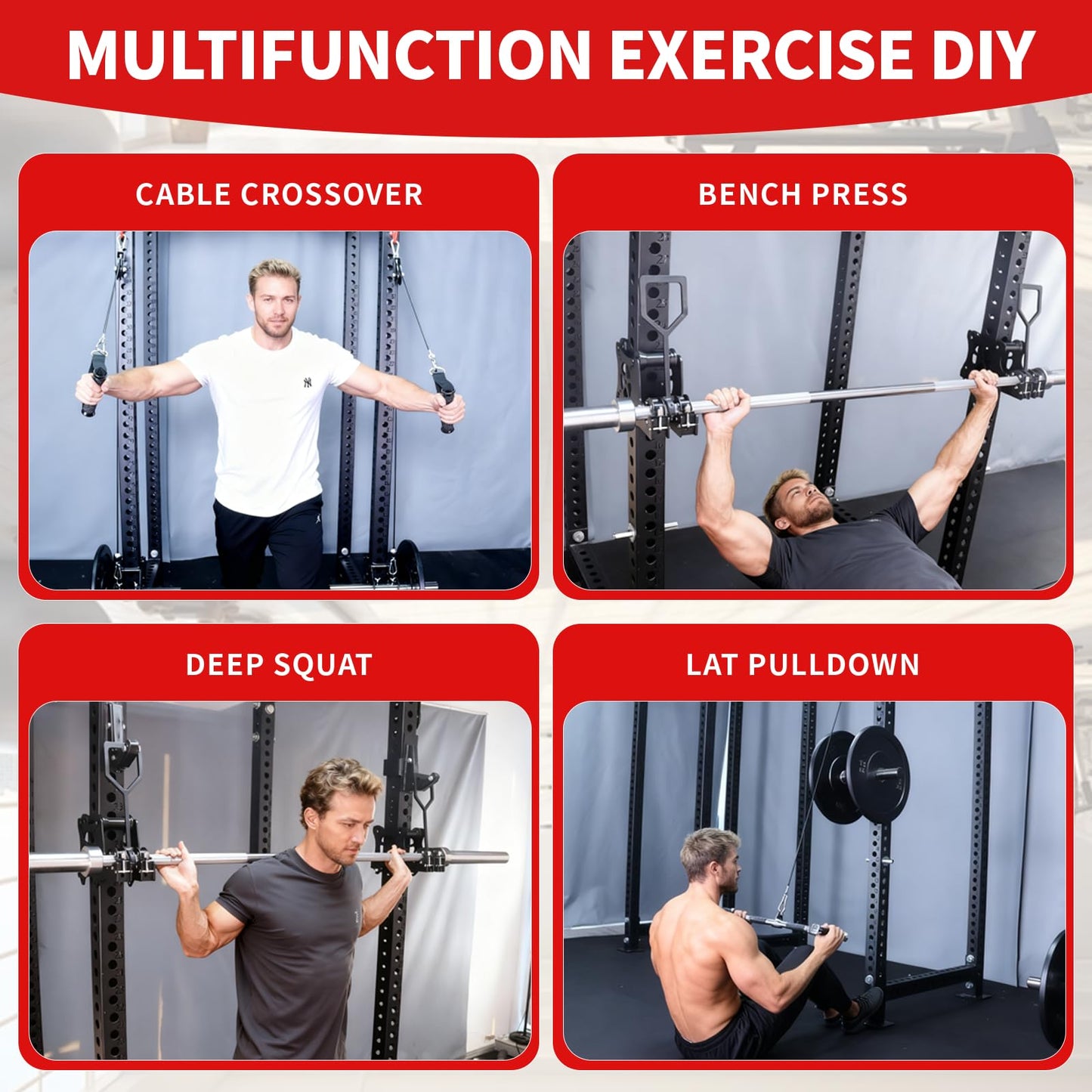 AHTAPFON Upgrade Smith Machine Attachments for Cable Machine Attachment,Cable Pulley Attachment for Power Rack Attachments,Squat Rack Attachments for Cable Crossover Deep Squat LAT Pull Down