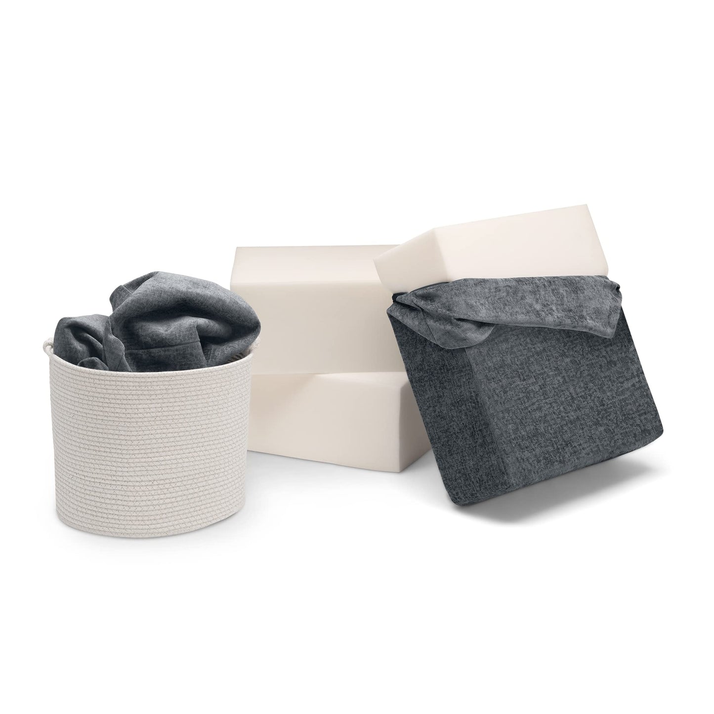 Delta Children Cozee 4-Piece Sectional Sofa Set, 20"D x 20"W x 15.5"H, Grey