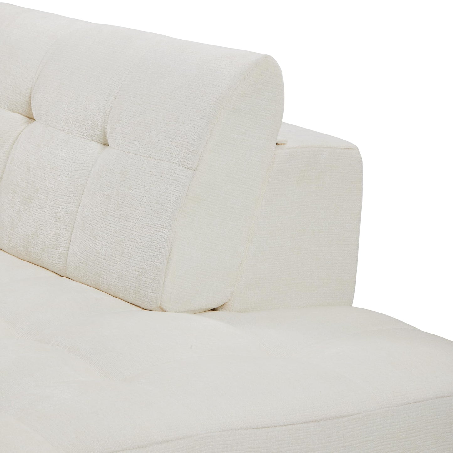 Merax 119" L-Shaped Curved Sectional Sofa Set | 4 Seat Modern Minimalist Tufted Cloud Couch with Chaise Lounge | Fully Upholstered Arms | Right-Hand Facing Foam | No-Tools Assembly, Beige