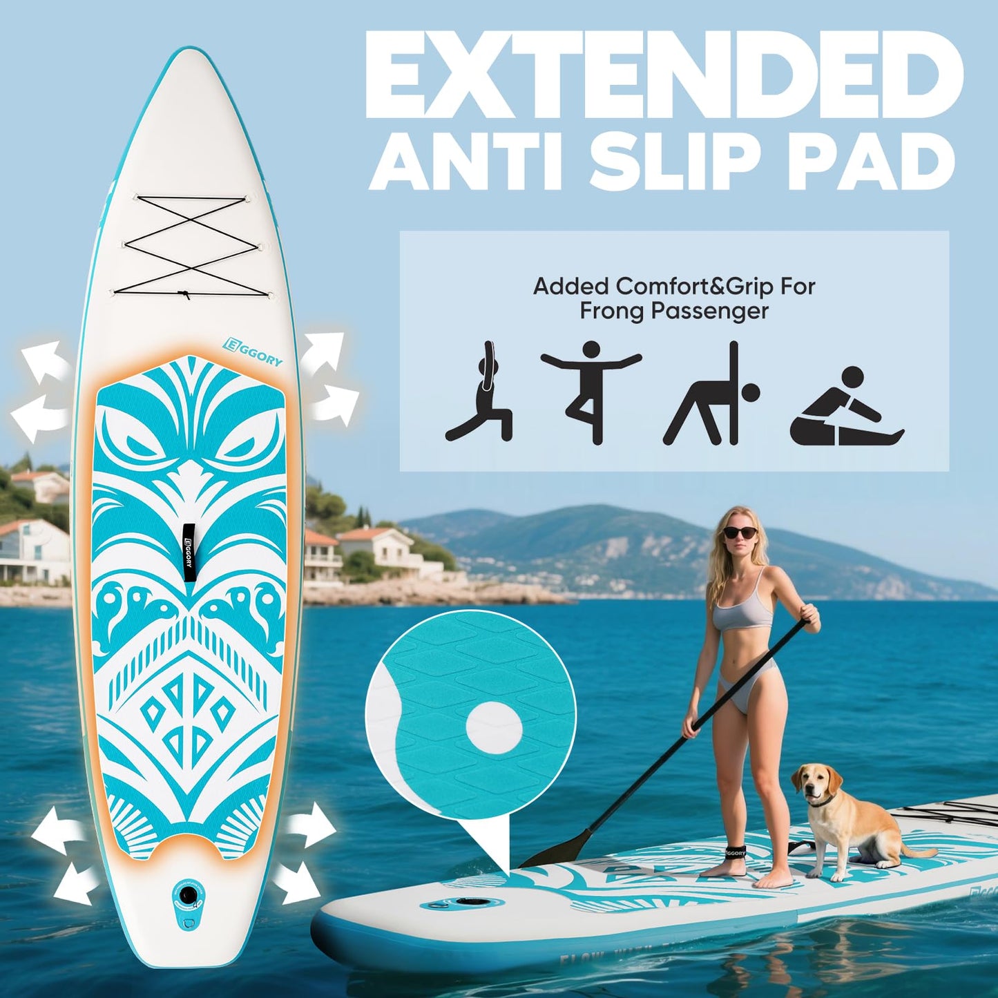 Inflatable Paddle Board,Stand Up Paddle Board Set, Extra Wide SUP Board with Removable Fin, Floating Paddle, Hand Pump, Waterproof Phone Pouch,Traveling Board (TT Green/Kayak Seat)