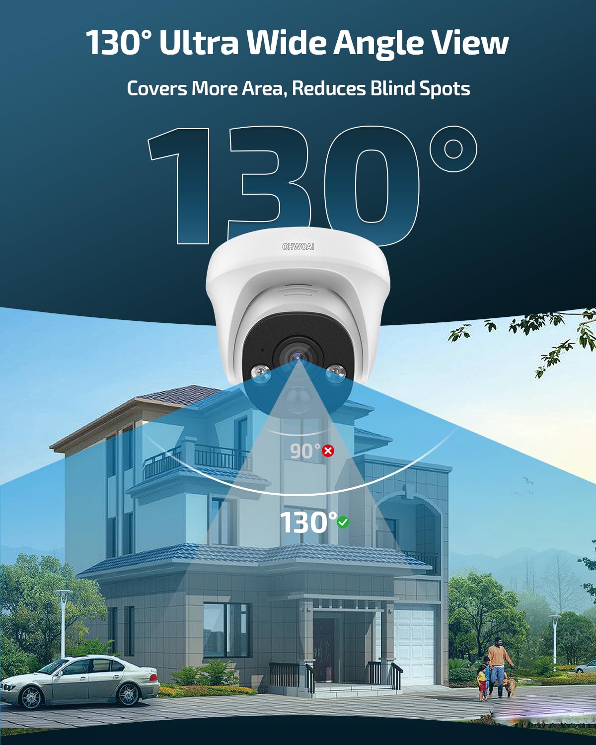 《4K Ultra HD &130° Wide Angle》POE Security Camera System Outdoor, Wired IP Cameras with 8CH NVR Systems, Video Surveillance DVR Kits with PIR Motion Detection