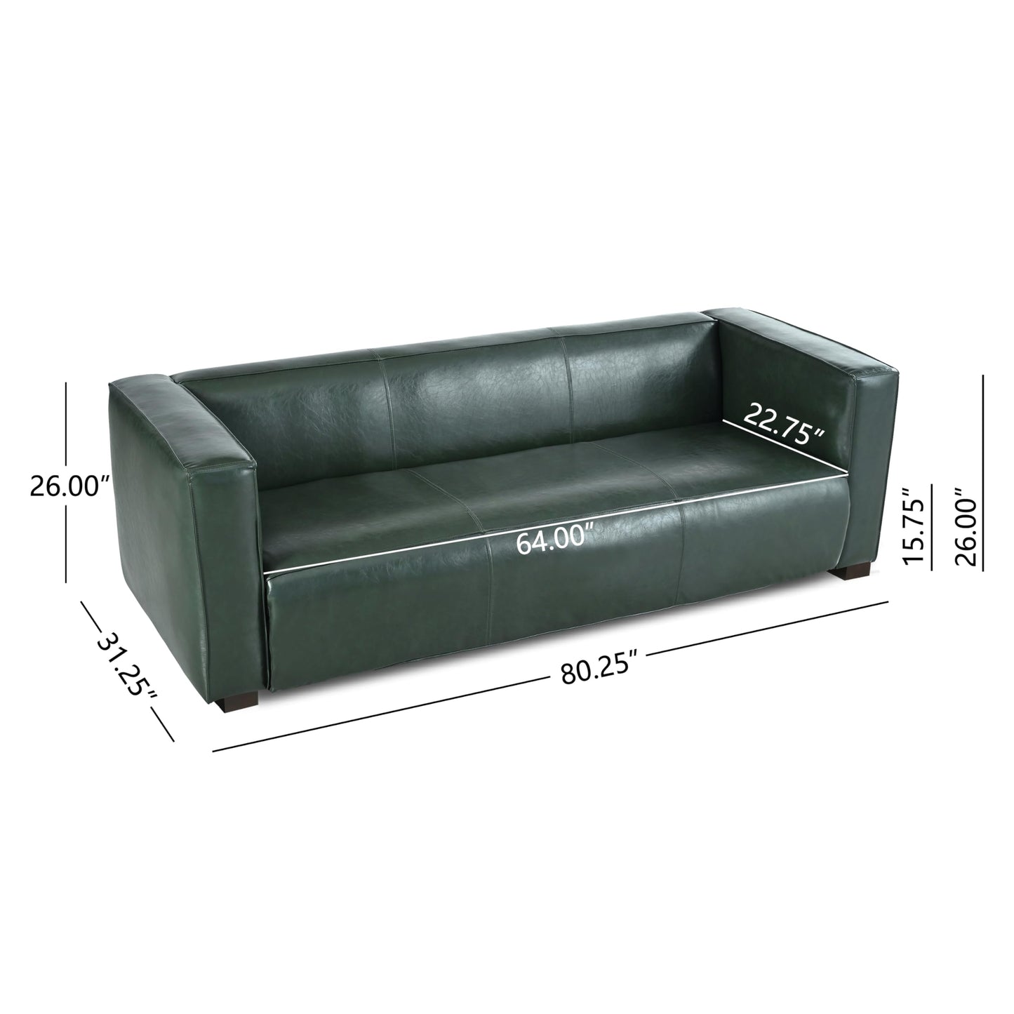 Merax Mid Century Modern 3 Seater Sofa with Birch Wood Legs, 80" Wide Smooth Upholstered Couch for Living Room, Apartment, Green
