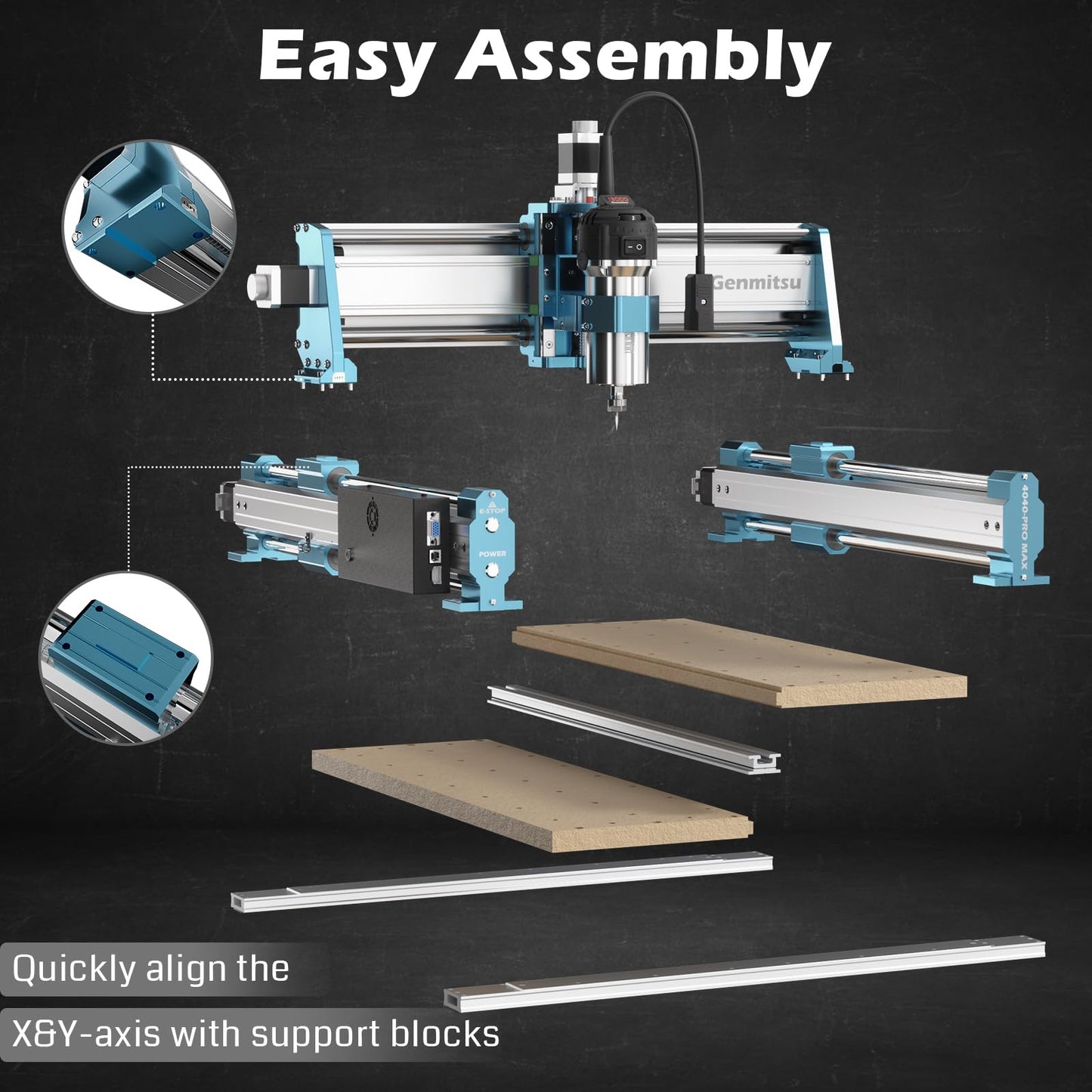 SainSmart Genmitsu 4040-PRO MAX CNC Router, 710W Trimmer & Linear Rail Driven, Work Area 410 x 405 x 77mm, for Wood Metal Acrylic Cutting Milling, GRBL Control