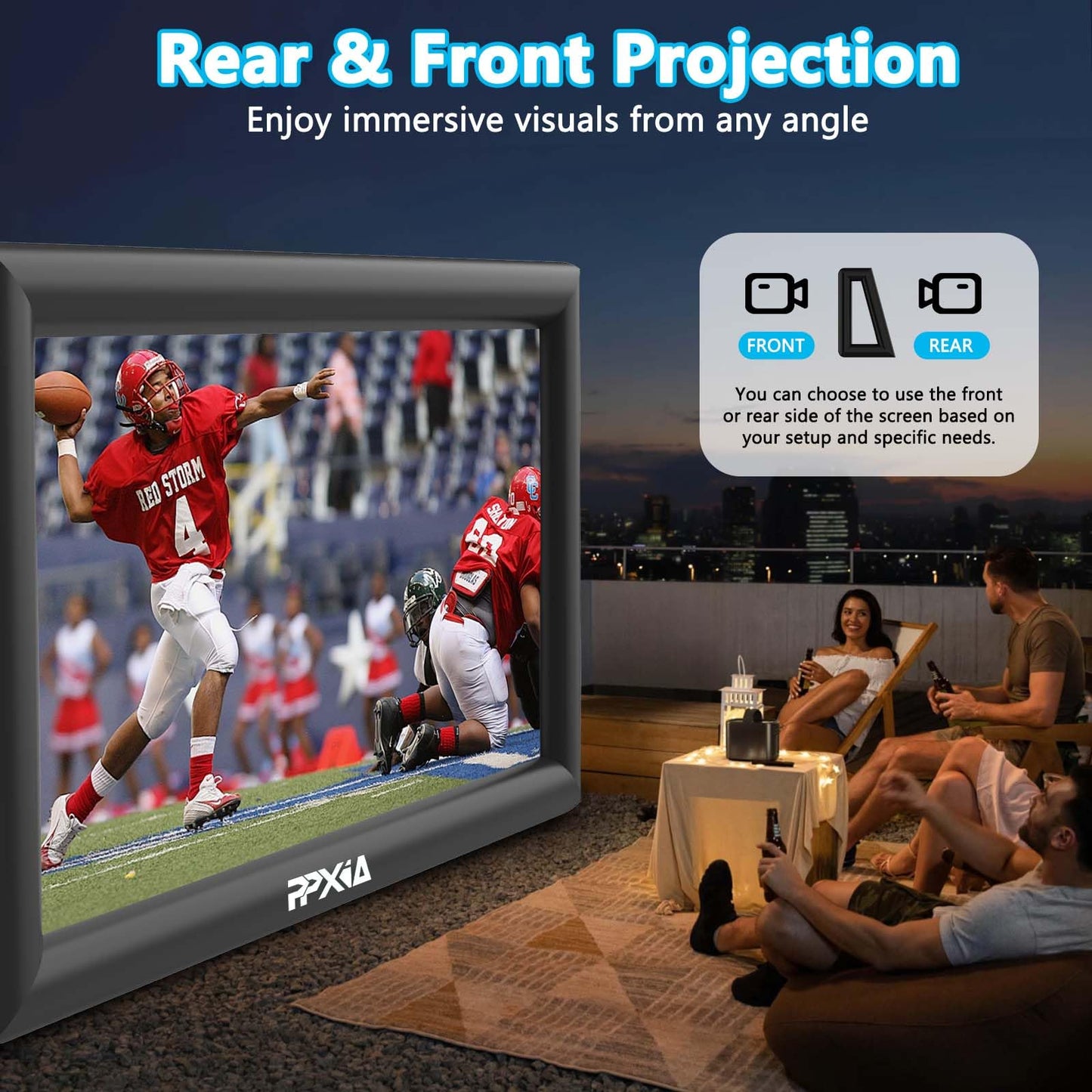 Inflatable Movie Screen Outdoor Projector Screen for Outside 25ft, Large Blow Up Screens Front and Rear Projection with Air Blower, Best for Movie Nights Backyard Home Theater