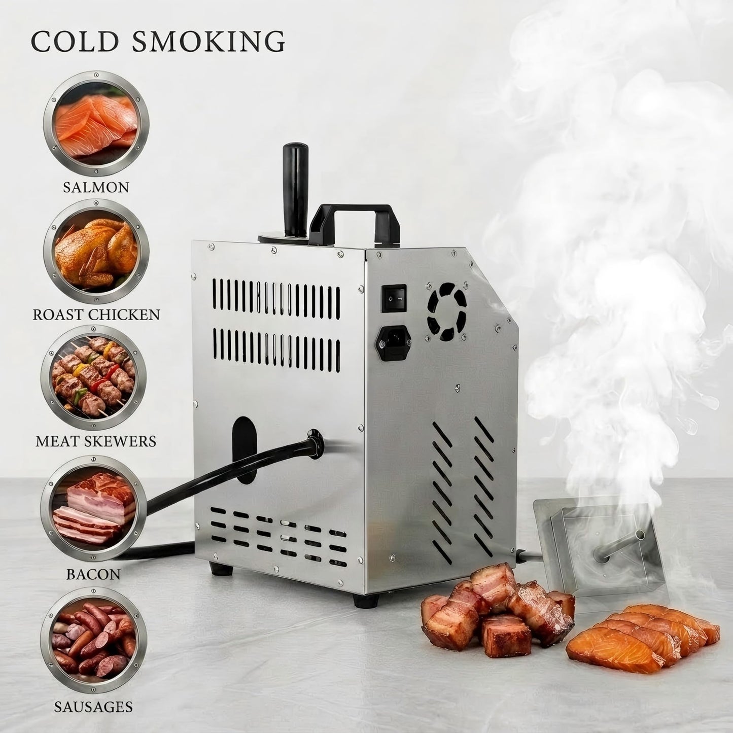 CLIVIA Cold Smoke Generator for Smoker, Electric Smoker Generator Commercial Cold Smoking Tube, Stainless Steel, Fit for Outdoor & Indoor Smoker Grills to Make Meat, Sausage, Salmon