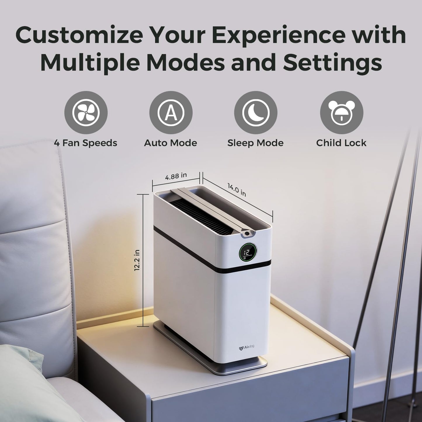 Airdog X1+ Air Purifier for Home,TPA Technology Up to 20X More Effective than HEPA,Portable Air Cleaner for RV with 3 Modes, App Control for Allergens, Pollutants, Smoke, Dust