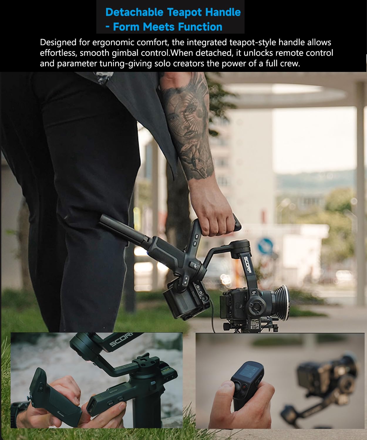 FeiyuTech SCORP 3 KIT Gimbal Stabilizer for DSLR and Mirrorless Camera,Built-in AI Tracking,Detachable Handle,3-Axis Gimbal for Sony/Canon/Nikon/Fujifilm, Max 3.5KG/7.72lbs,Touch Screen with Bag