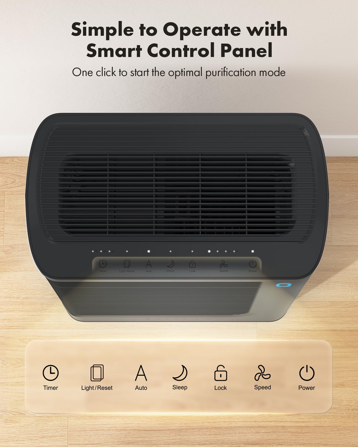 T356 New Black Air Purifier for Home Large Room Bedroom Up to 1937 Ft² in 1 Hr With Double-sided Air Inlet, Air Quality and Light Sensors, HEPA Sleep Mode for Allergies, Dust, Smoke, Pet Hair