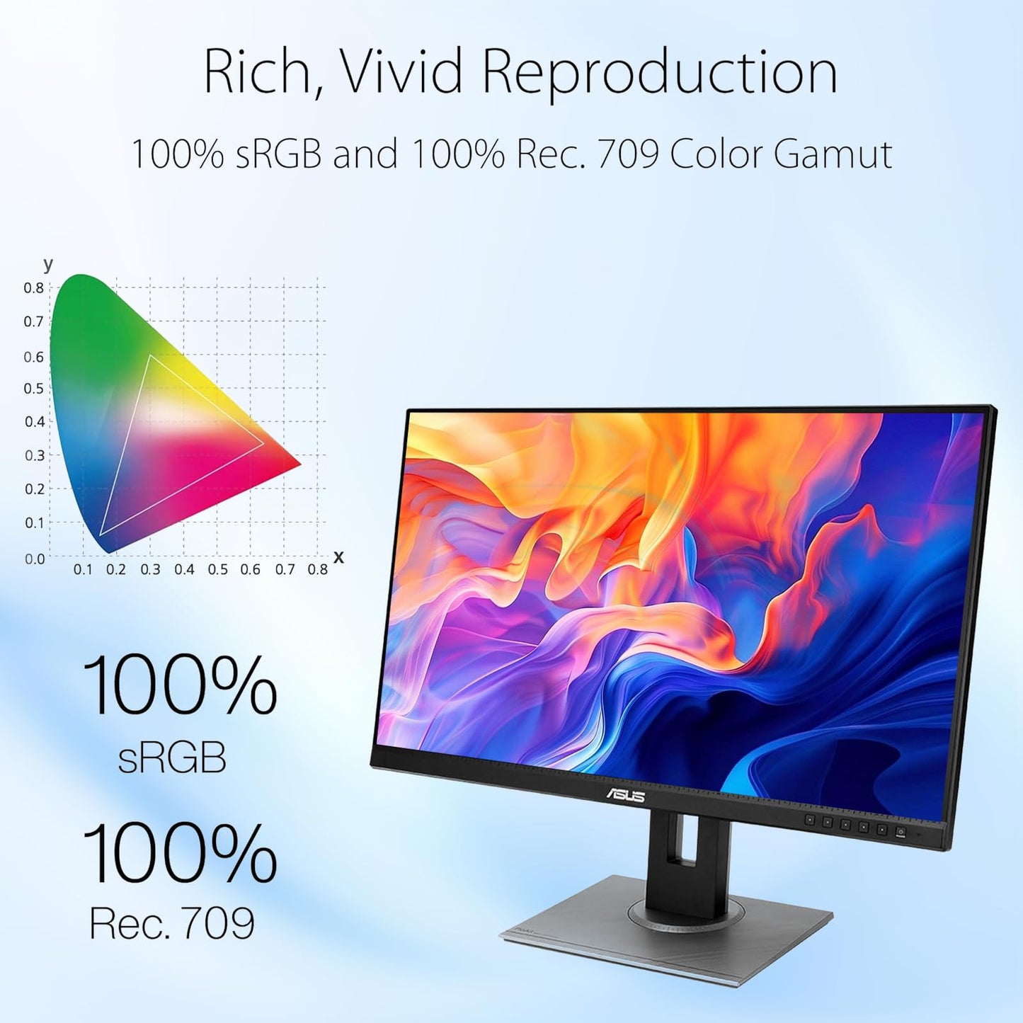 ASUS ProArt 27" WQHD Monitor, IPS Display, 100% sRGB, Calman Verified, Ergonomic Stand | DisplayPort | HDMI | DVI-D Mini DP | USB Hub, Eye Care, Ergonomic Tilt Height Pivot Swivel Adjustable Stand