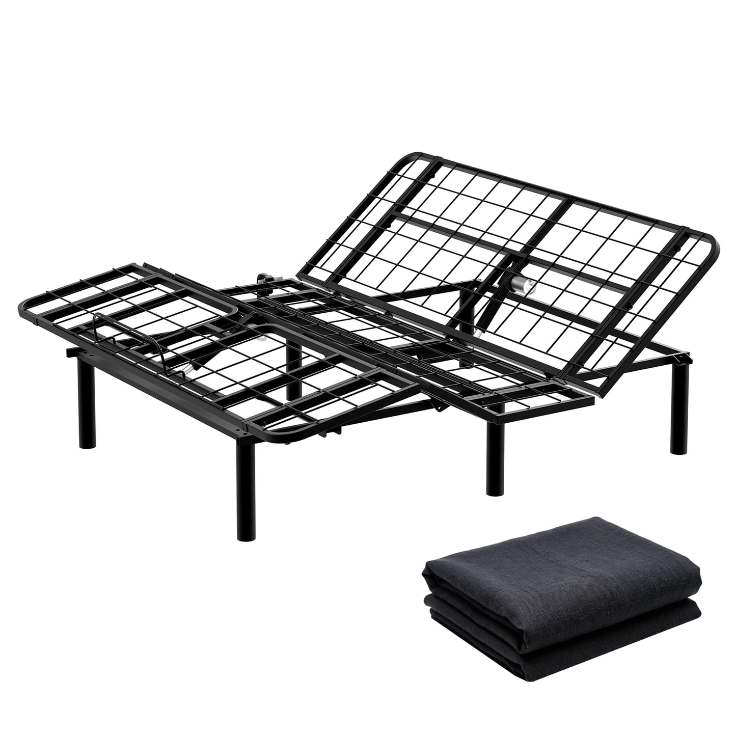 Amada Homefurnishing Adjustable Bed Frame King, Independent Head and Foot Incline, Quiet Motor, 750 lbs Capacity, Adjustable Bed with Stay-Put Wired Remote Control, 4 Bed Height Options, Easy Assembly