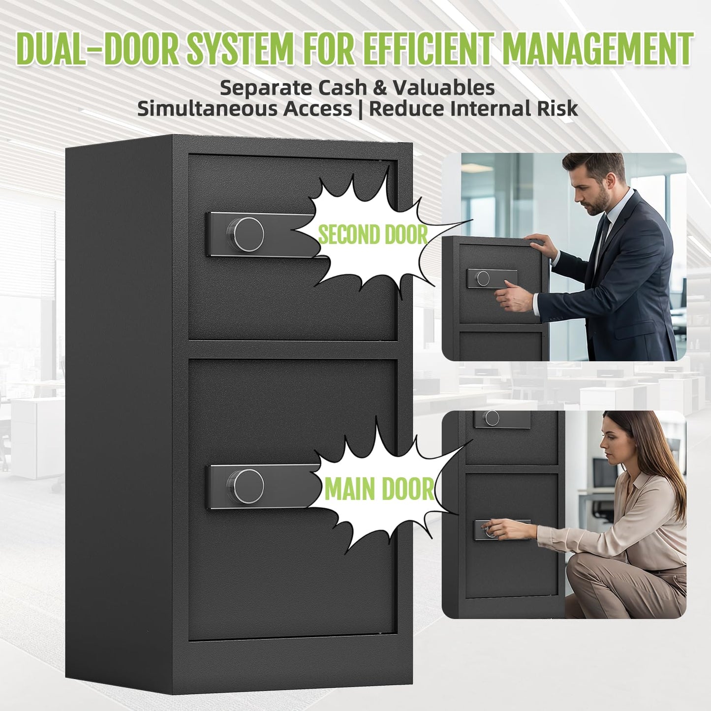 BUTISOW 8.6 Cuft Heavy Duty Dual Door Safe Box with Hidden Lock Box,Fireproof Waterproof Bag,Removable Shelves,Silent,Fireproof safe for Home, Office, Hotel