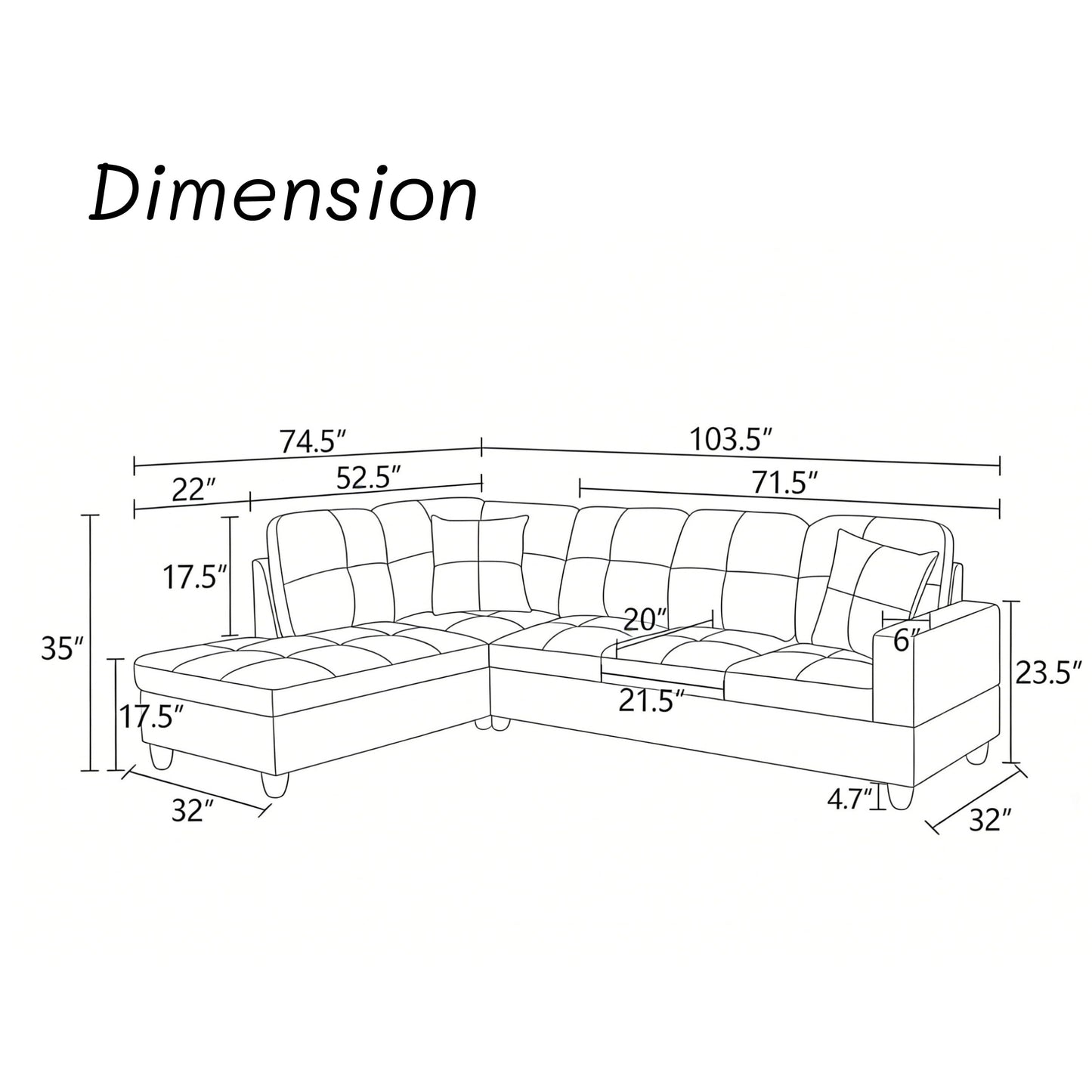 Trygoal L-Shaped Sectional Sofa, Modern 4-Seat Couch with Left Facing Chaise, Leather Sectional Couch for Living Room, Apartment, Office, Dark Red
