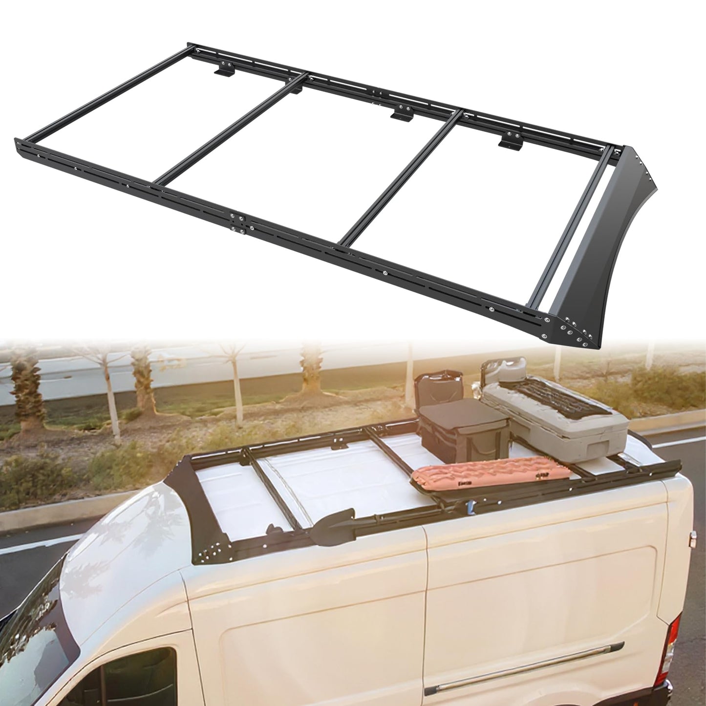MELIPRON Low Profile Roof Rack Fit for Ford Transit 148" WB Mid Roof