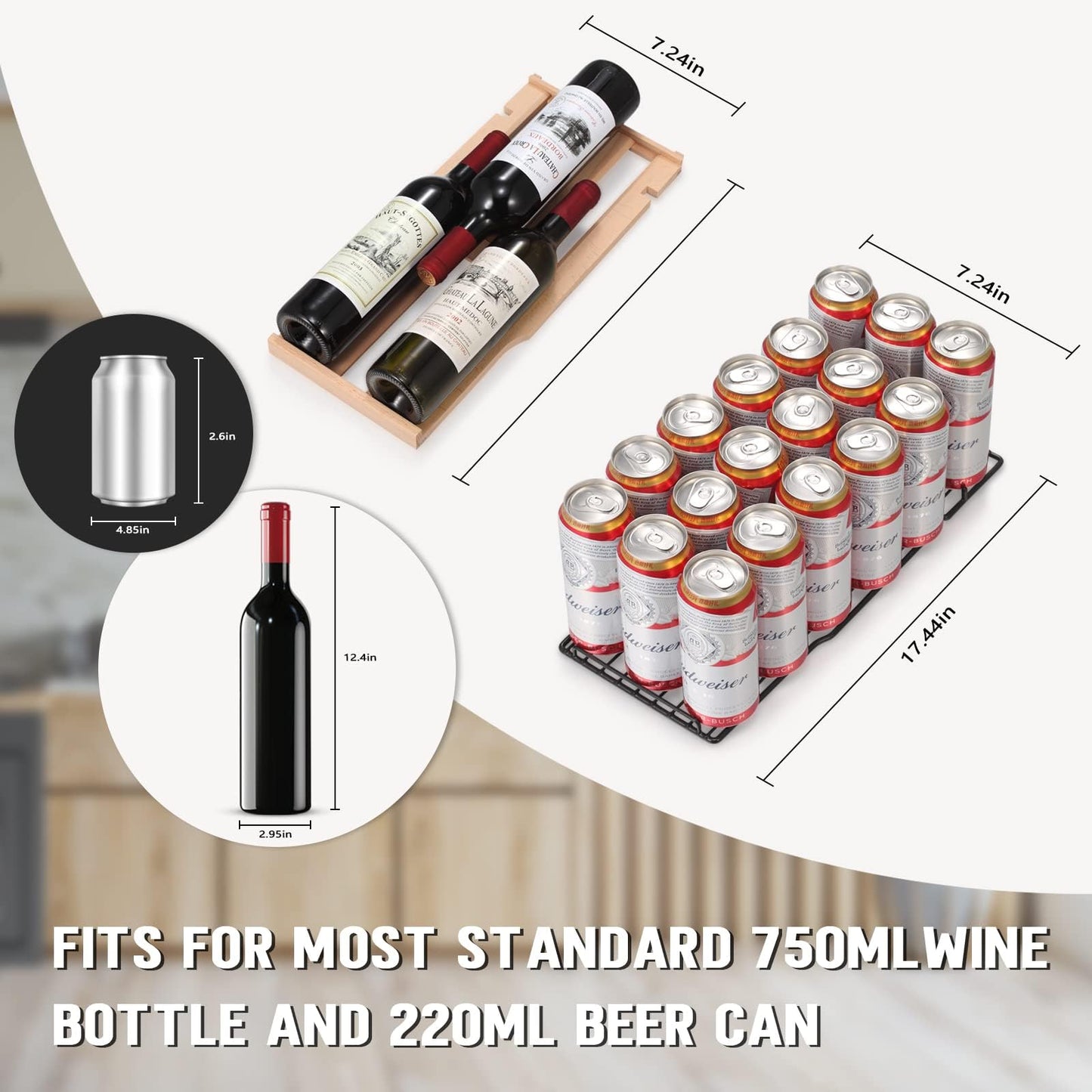 Antarctic Star 24 Inch Dual Zone Wine and Beverage Refrigerator, Built-in or Freestanding Mini Fridge with Clear Glass Door & LED Light, for Beer, Soda, and Wine