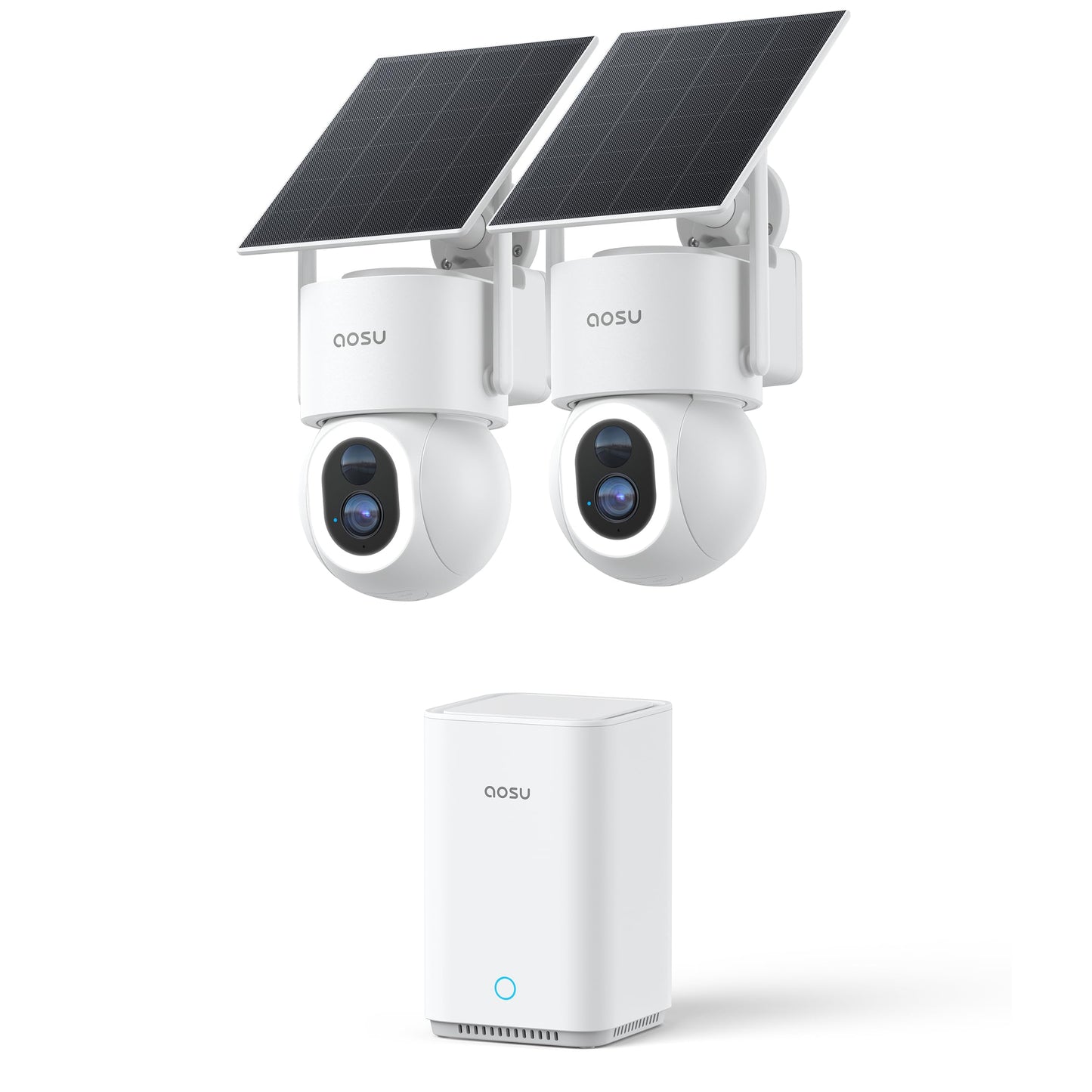 aosu SolarCam D1 Max 2-Cam Kit, 4K Solar Security Cameras Outdoor Wireless, 360° Pan & Tilt Coverage, Auto Tracking, Color Night Vision, No Subscription Required, Local Storage up to 1TB
