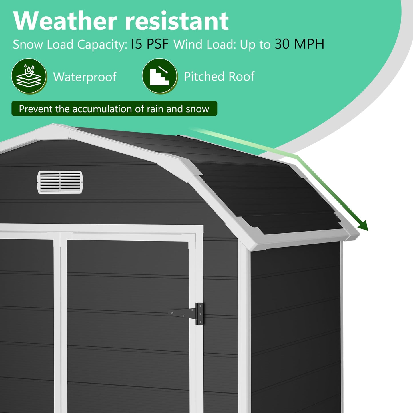 Heavy Duty 6x4.5 ft Resin Outdoor Storage Shed with Floor – Lockable & Weatherproof Garden Shed for Patio Furniture, Tools, Bikes, Lawn Mower – Secure Outdoor Storage Box with Window, Black