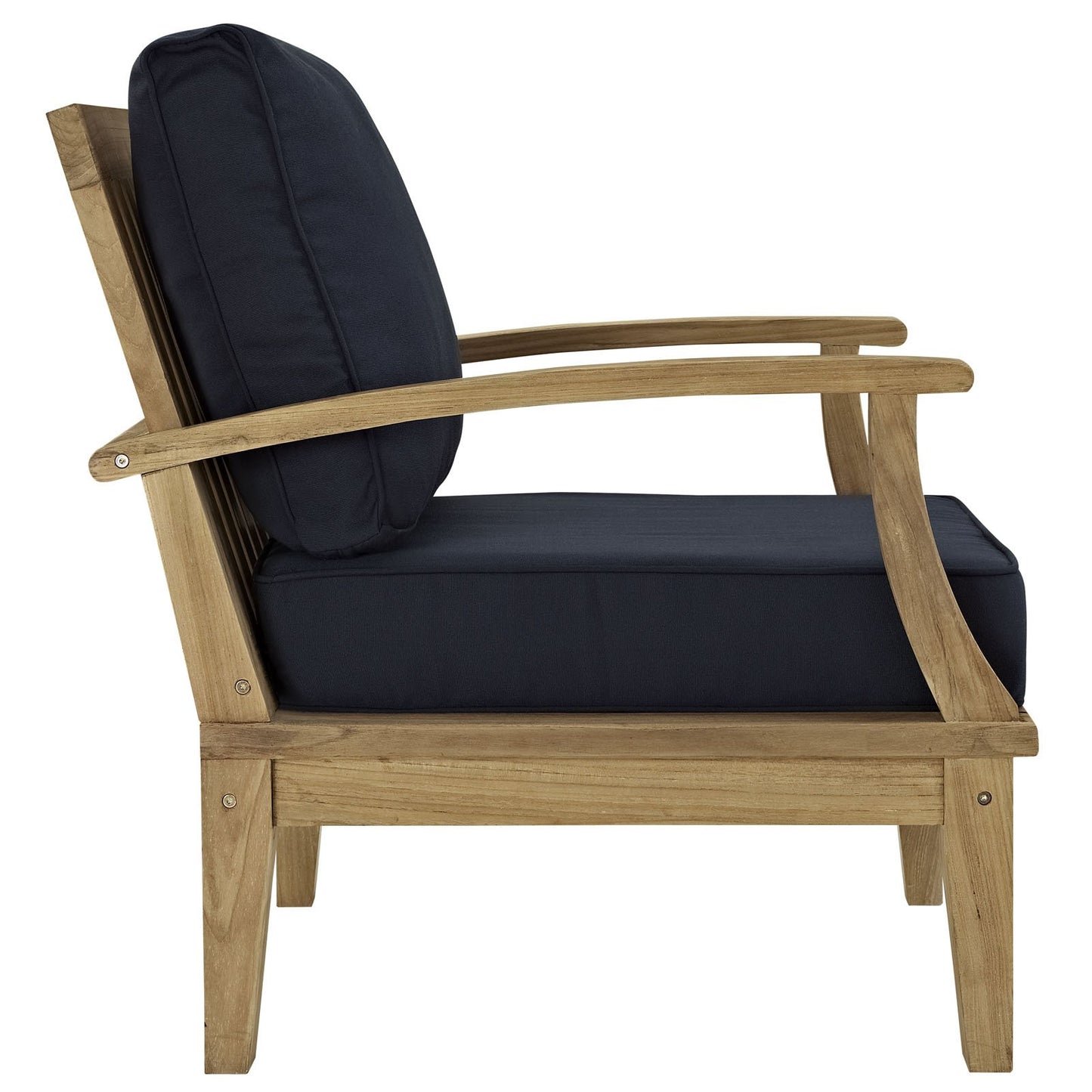 Modway Marina Premium Grade A Teak Wood 8-Piece Outdoor Patio Furniture Set in Natural Navy