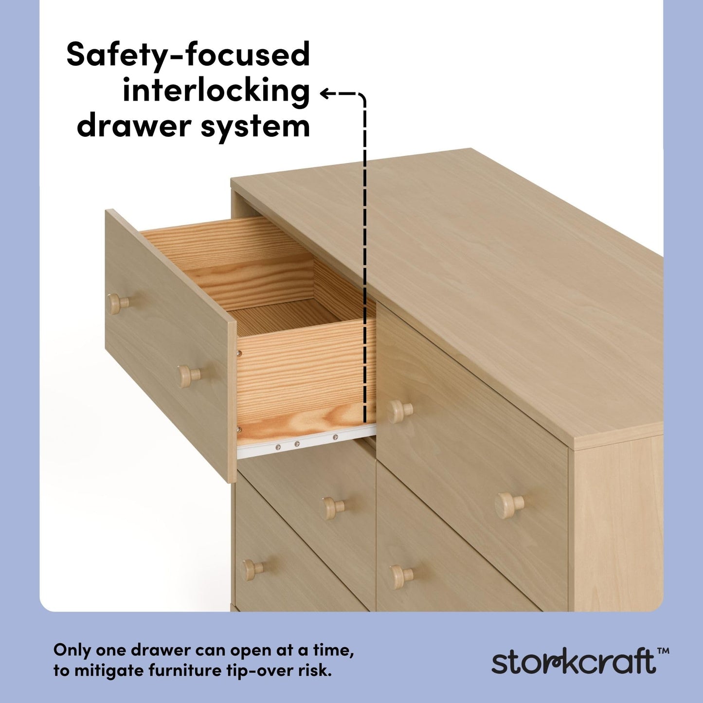 Storkcraft Texas 6 Drawer Dresser (Driftwood) – GREENGUARD Gold Certified Baby Dresser, Interlocking Drawer System for Nursery & Kids’ Bedroom, Brown Chest for Kids Bedroom, Nursery Storage