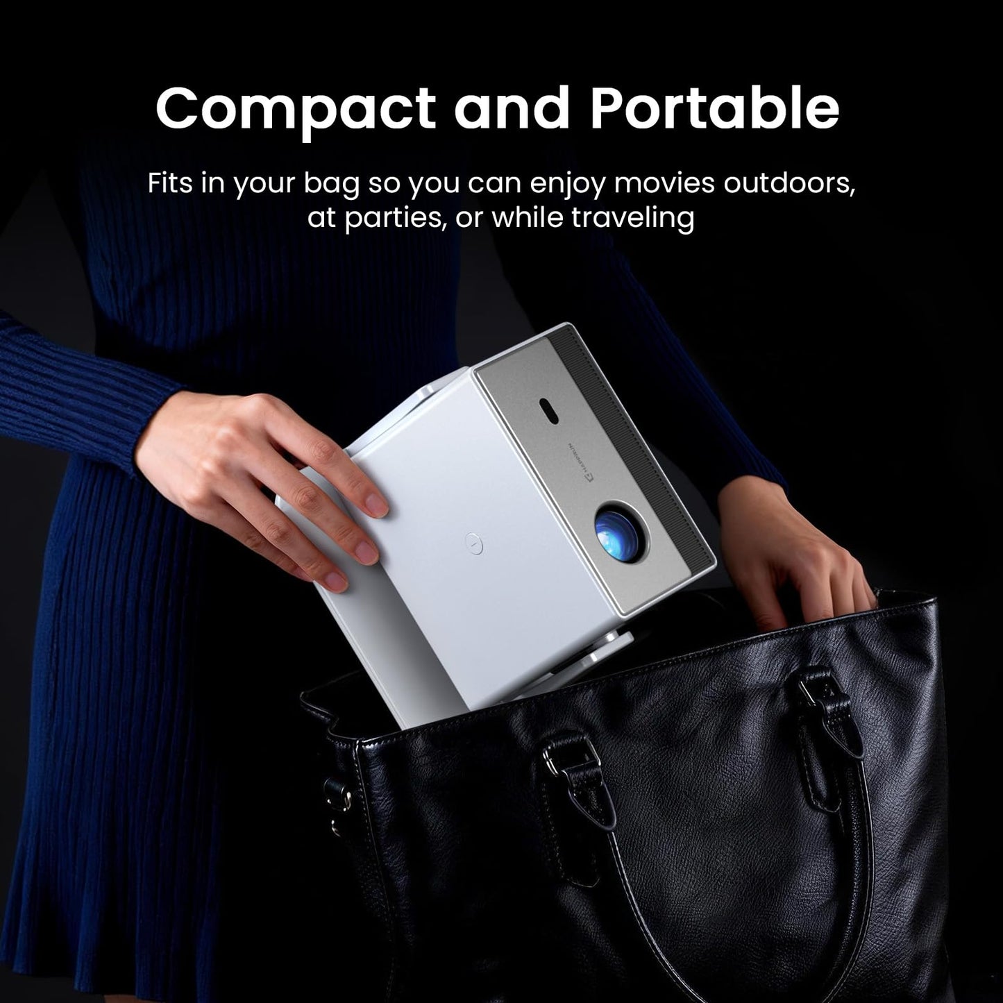 1500 ANSI Smart Projector, Portable Projector with WiFi and Bluetooth, HAPPRUN 4K Full HD Home Theater with 270° Stand, Dolby Sound, Built-in Apps,Compatible with Phone & PC, Indoor & Outdoor Use