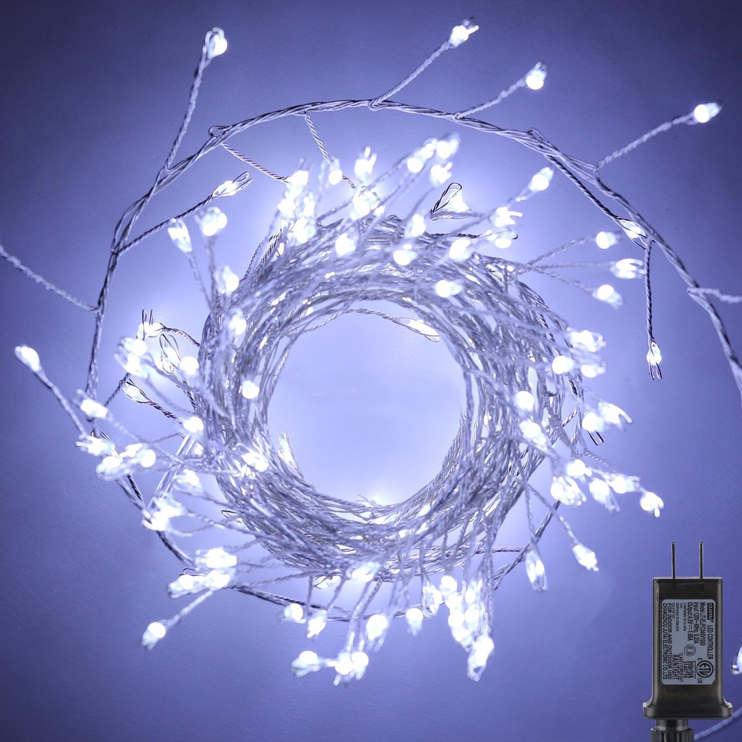 Minetom Fairy Lights - 10Feet 200 LEDs Remote String Lights, Pure White Copper for Ceiling, Bedroom, Christmas Decoration, Model JT-EL/FC045V1000