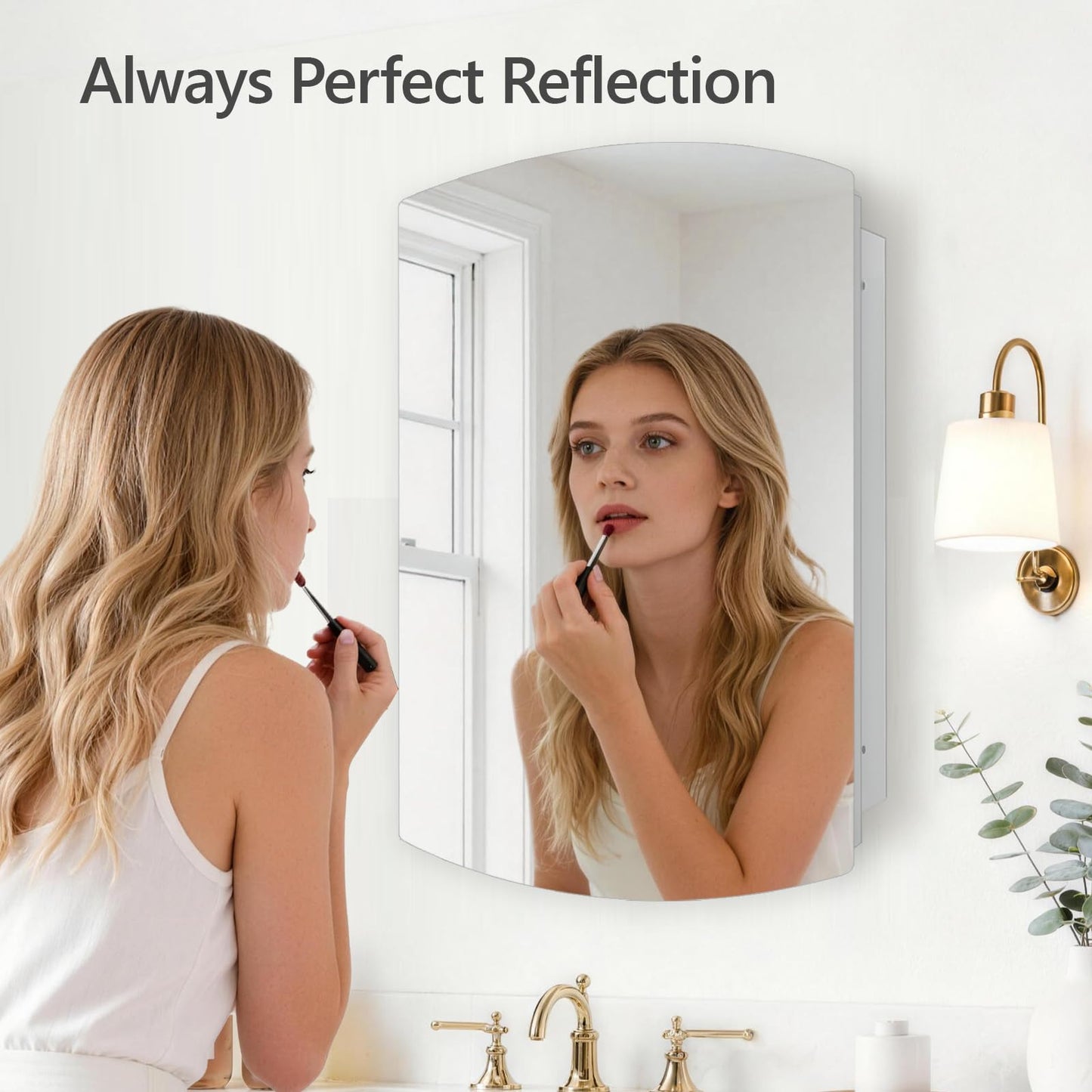 HESONTH 22x30 inch Medicine Cabinet Frameless Bathroom Mirror Cabinet Recess or Surface Mounted Medicine Cabinet with Mirror Cabinet for Bathroom Living Room Toilet Kitchen