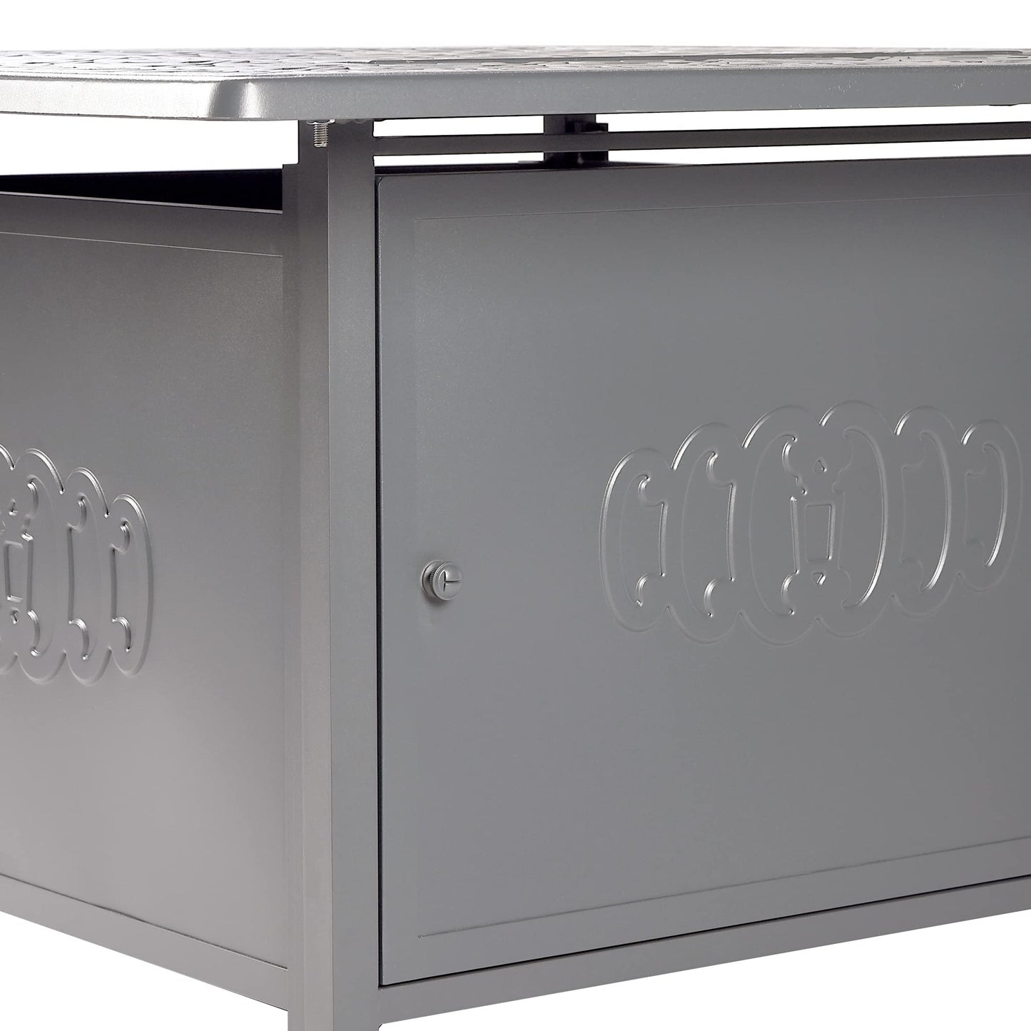 Oakland Living Square 42 in. x 42 in. Aluminum Propane Fire Pit Table with Glass Beads, Two Covers, Lid, 57,000 BTUs in White Finish