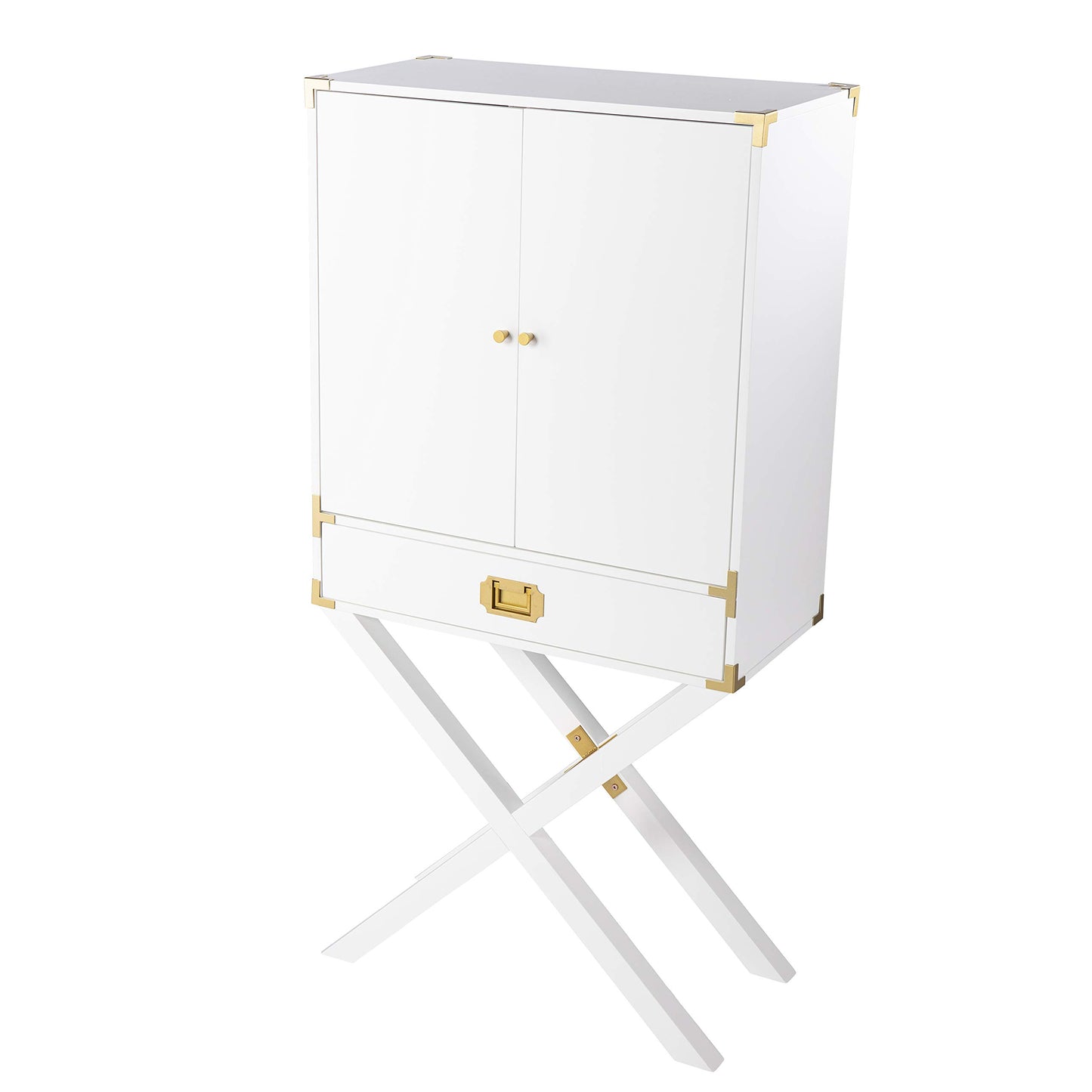 SEI Furniture Campaign Tall Bar Cabinet w/Storage, White