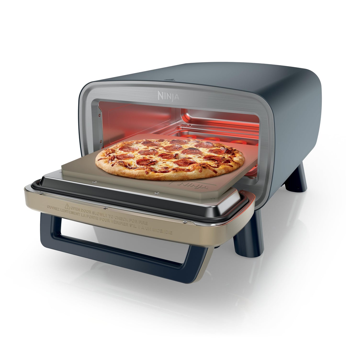 Ninja Artisan Outdoor Pizza Oven, 12-inch, 3-minute Pizza, Neapolitan, Thin Crust, New York Chicago, Custom, 700F Max Temperature, Electric Heat, Bake, Broil, Proof, Warm, Blue, MO201BL1