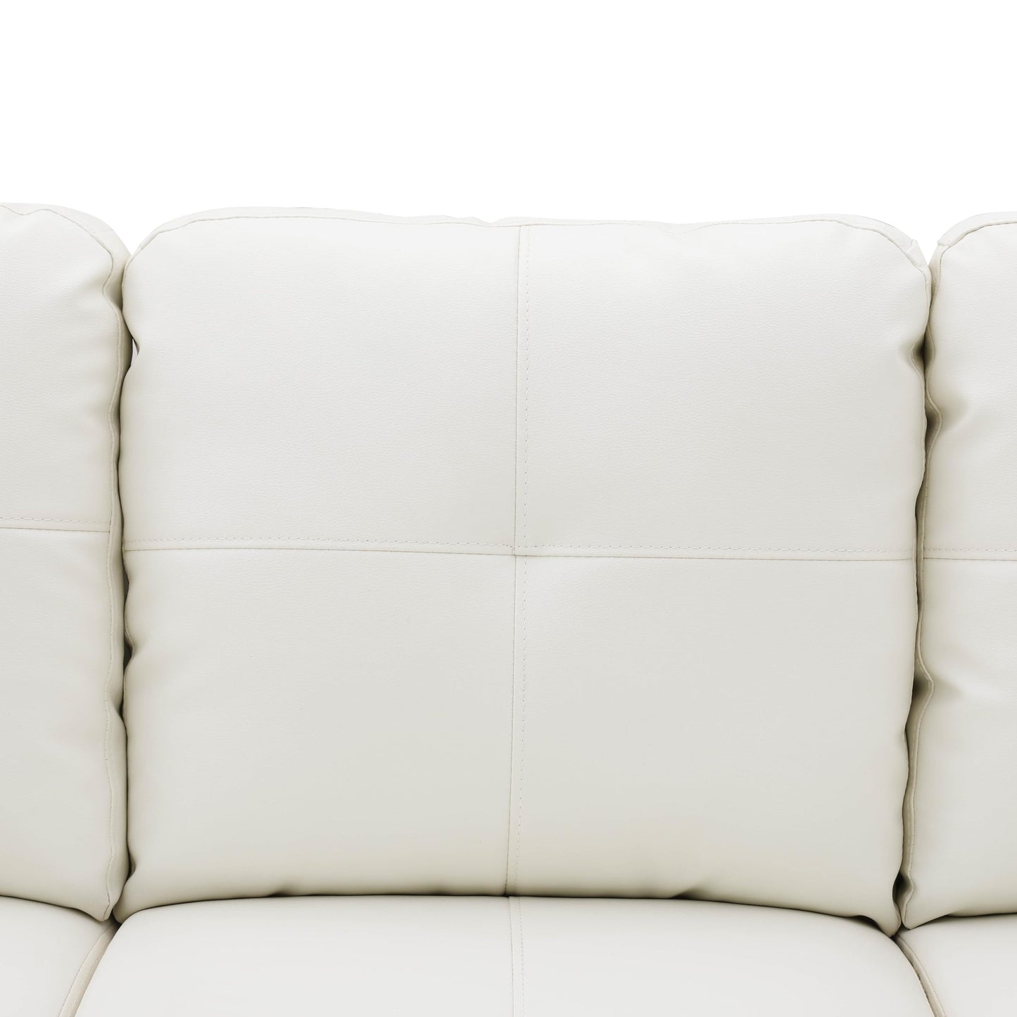 NicBex Couches for Living Room L Shaped Couch Upholstered Futon Sofa Comfy Faux Leather Modular Sofa 3-Piece Living Couch with Storage Ottoman for Apartments, Living Room and Office, White