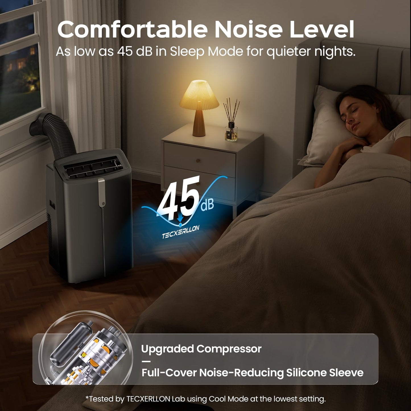 TECXERLLON 16,000 BTU Portable Air Conditioner with App & Remote Control, Cools up to 850 Sq. Ft., 4-in-1 Smart AC Unit with Dehumidifier, Fan, Sleep Mode, Self-Evaporating Design & Window Kit