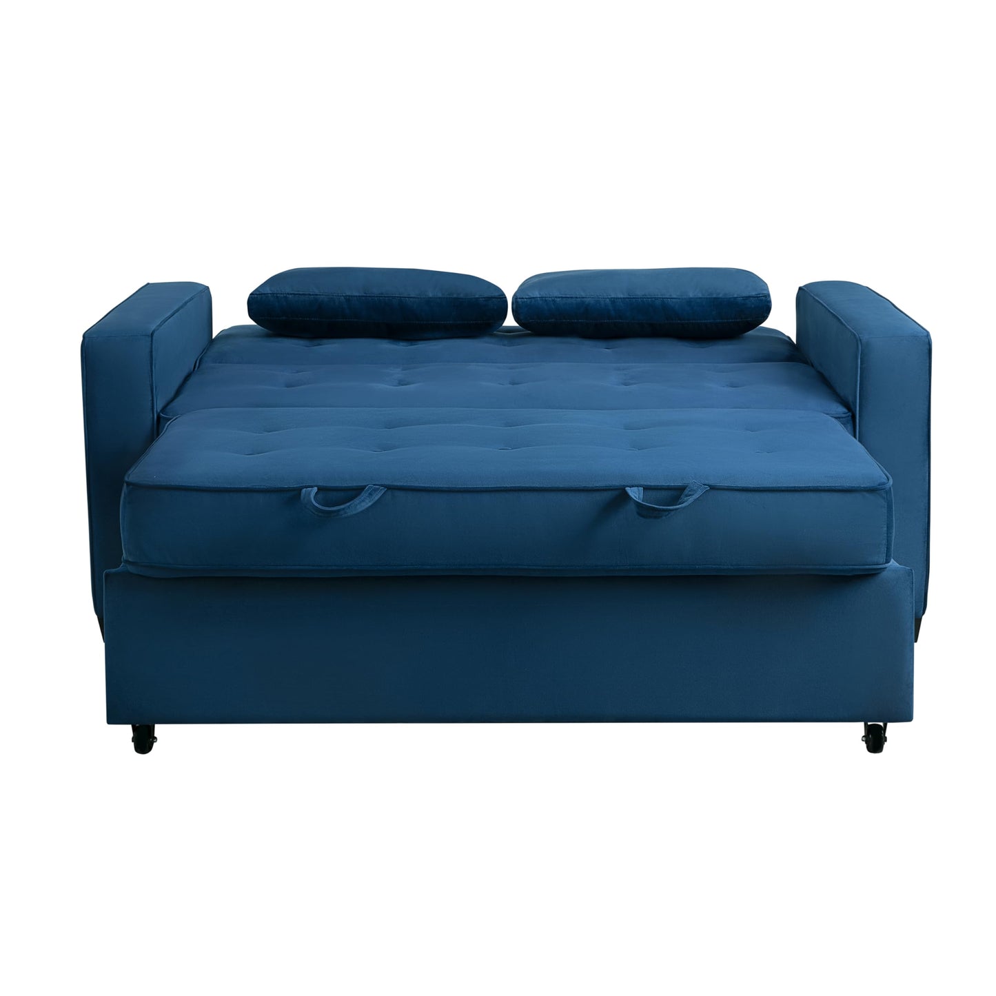 Serta Ainsley 66.5" Convertible Sleeper Loveseat, Full Size, Dreamcoil Comfort, Soft Velvet Fabric, Navy