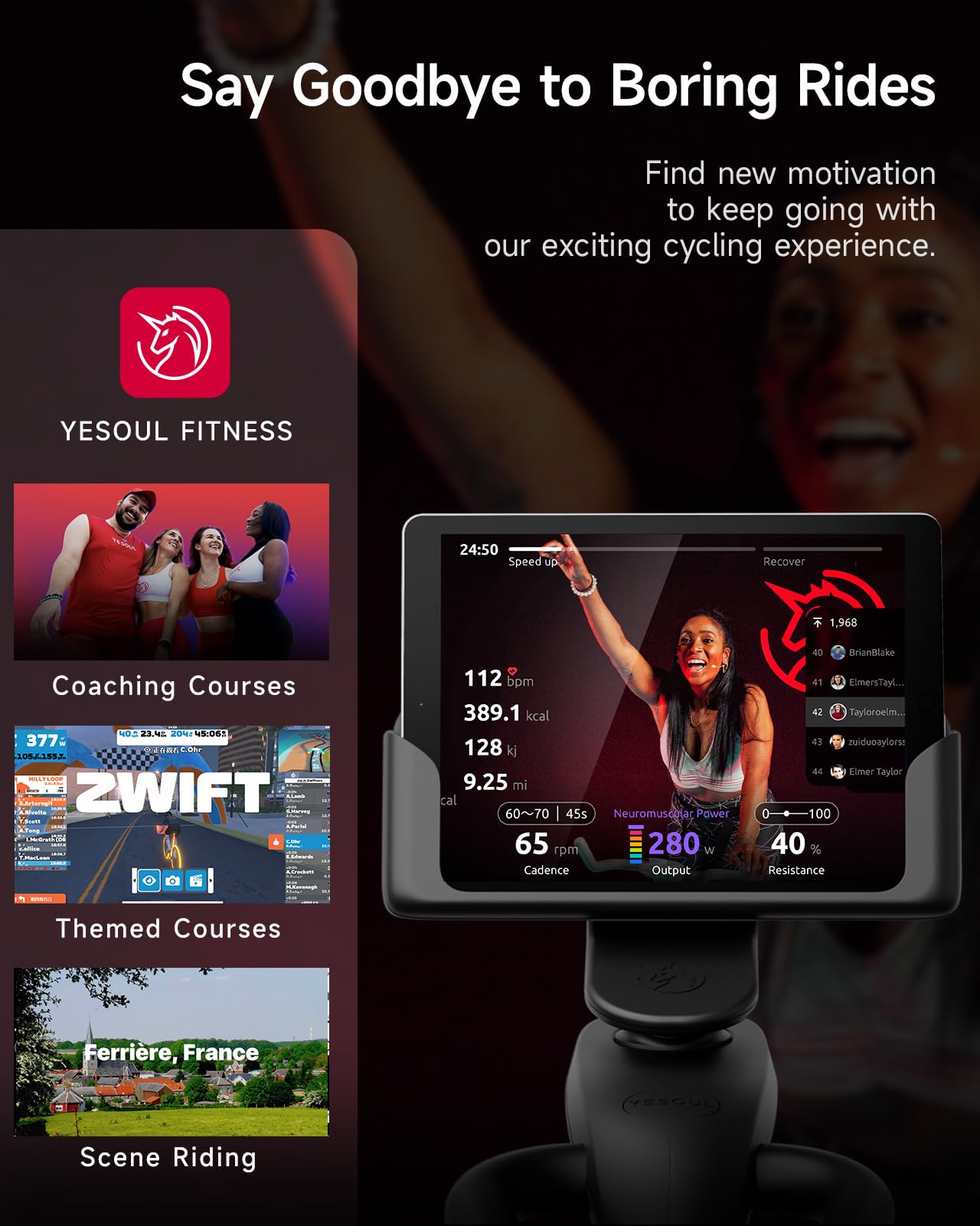 Yesoul S3 Black Exercise Bike For Home Smart White Cycling Bike Magnetic Resistance For Gym Electric Stationary Bike Bluetooth Heart Rate For Women Apartment Workout Bike For Fitness