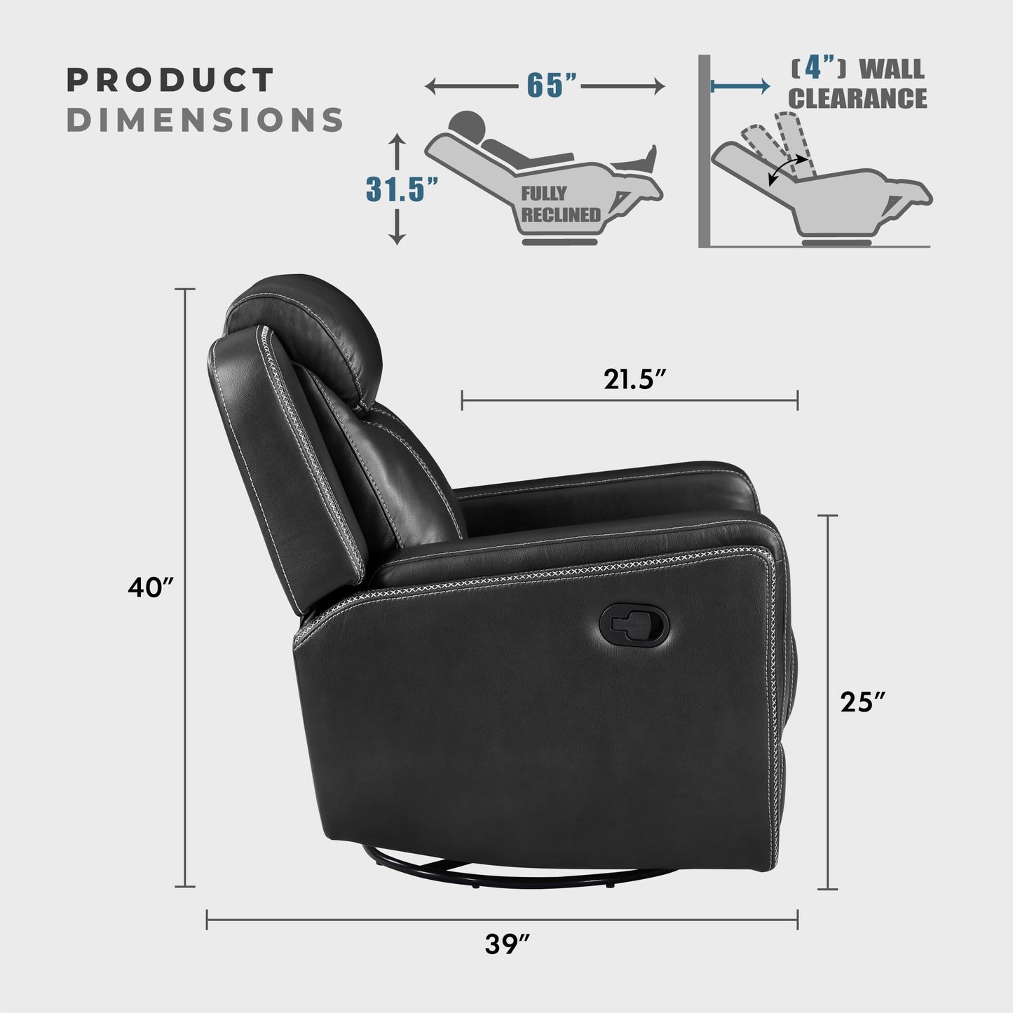 Lexicon Modern Double Reclining Loveseat, Faux Leather Recliner Loveseat With Headrest, Center Console, Receptacles and USB Ports, Manual Recliner Loveseat Sofa For Living Room/Office/Apartment, Black