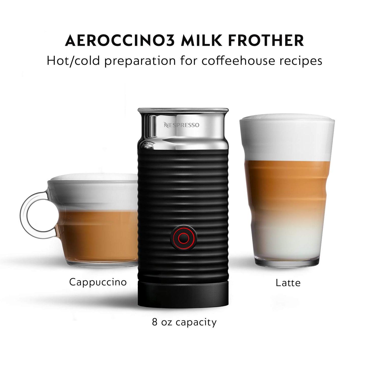 Nespresso Vertuo Coffee and Espresso Maker by De'Longhi, Piano Black with Aeroccino Milk Frother