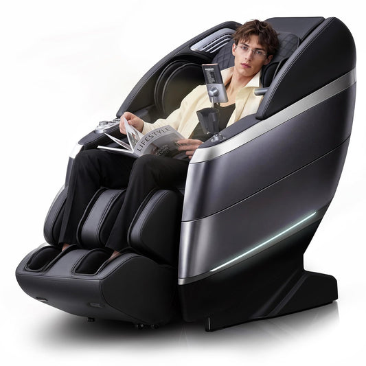 HealthRelife 4D Massage Chair Full Body, 166° Flexible Track, 18 Modes, 11Technique, 36 Airbag Massage, with Yoga Stretch, Foot Massage, Zero Gravity Massage Recliner（Black）