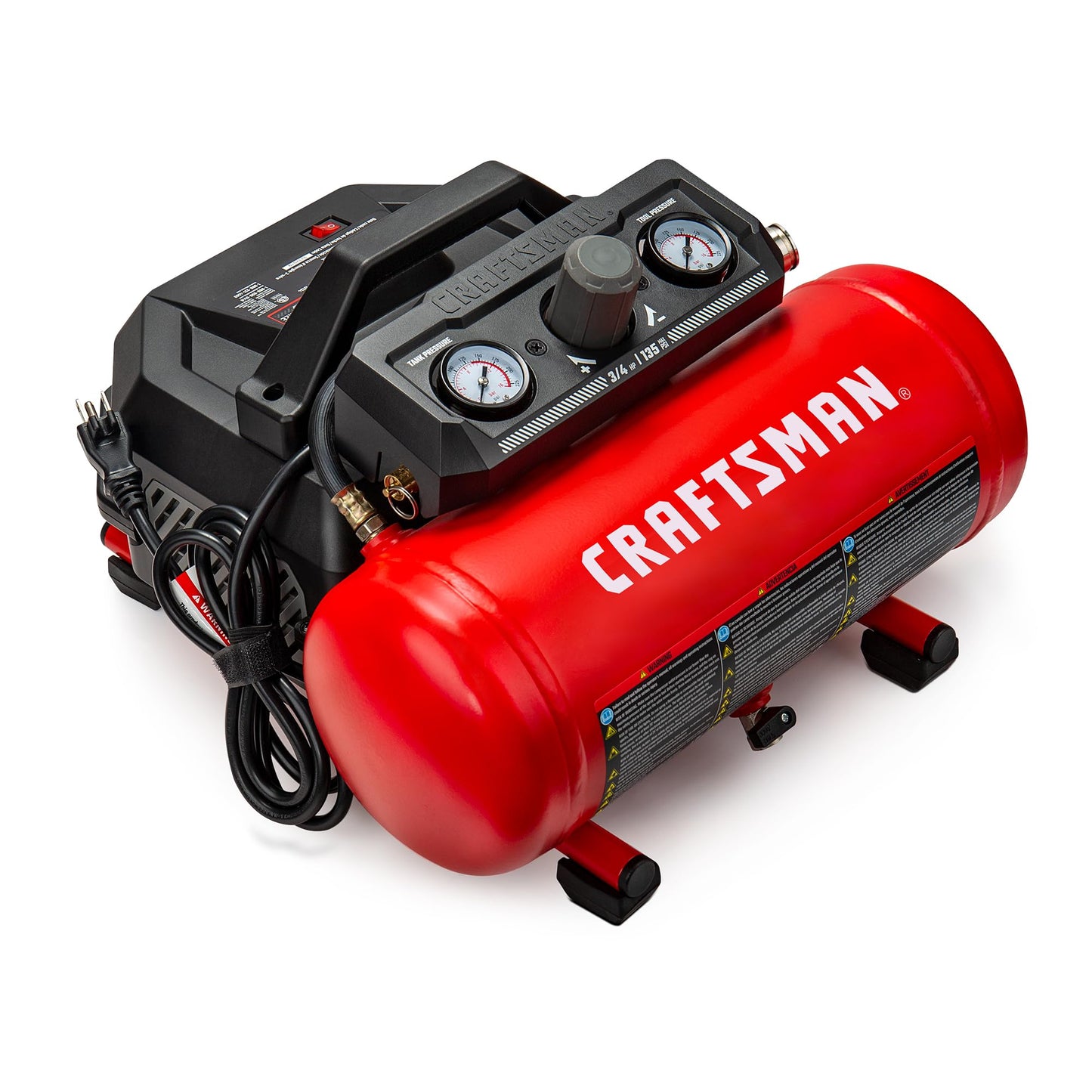 CRAFTSMAN Air Compressor, 1.5 Gallon, 3/4 HP, Max 125 PSI, 1.5 CFM@90psi, Fast Fill Air Compressor, Oil-Free, Portable Air Compressor for DIY Workshop,Spray Painting, Tire Inflation