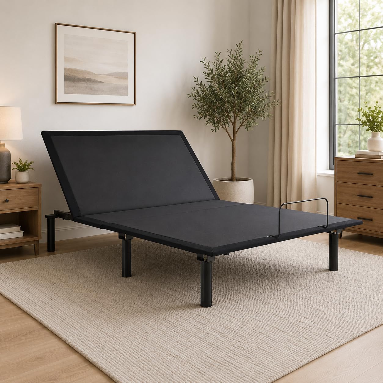Quest Q1 - Adjustable Bed Frame - Slim Adjustable Bed Base with Head Articulation and Wired Remote - Works with Most Mattresses (Queen)