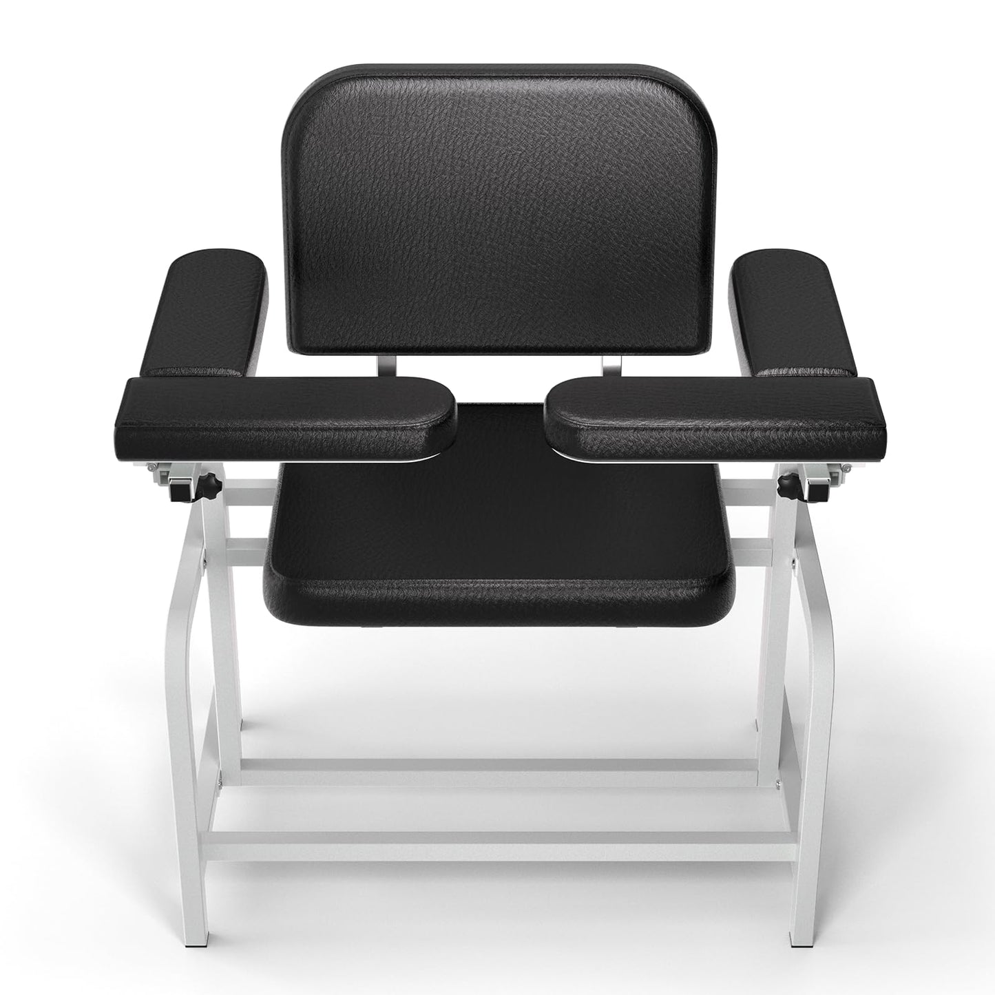 Levida Extra Large Padded Phlebotomy Chair with Adjustable Armrest and Steel Frame - Extra Large PU Leather Blood Drawing Chair for Hospital, Lab, and Medical Facilities (Black)
