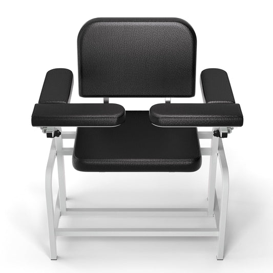 Levida Extra Large Padded Phlebotomy Chair with Adjustable Armrest and Steel Frame - Extra Large PU Leather Blood Drawing Chair for Hospital, Lab, and Medical Facilities (Black)