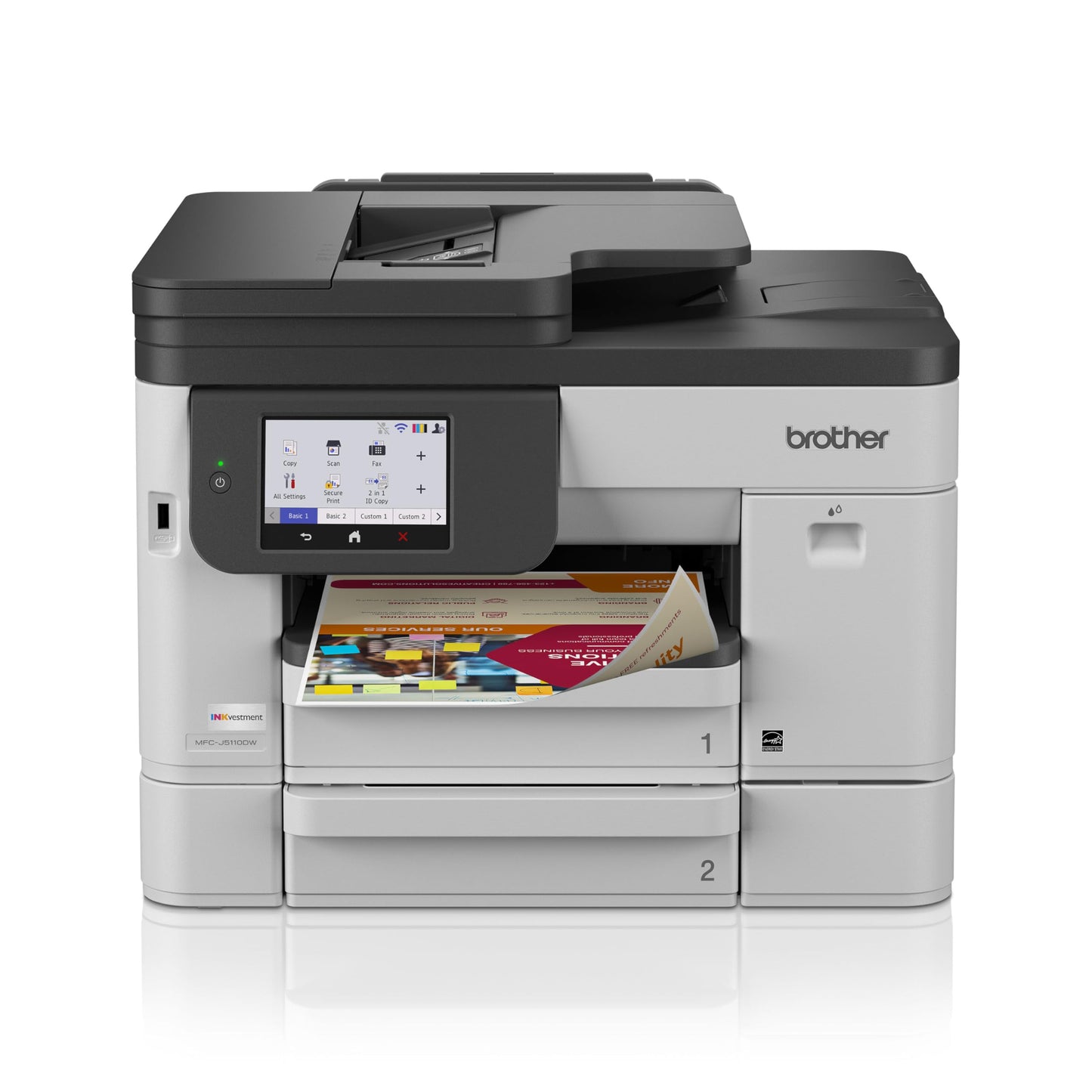 Brother INKvestment 5110 Wireless Color Inkjet All-in-One Printer with a 500-sheet Paper Tray Capacity and a 4.3” Color Touchscreen (MCF-J5110DW)