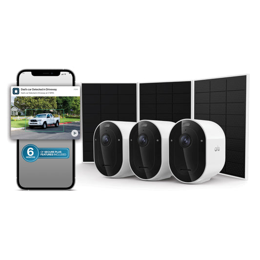 Arlo Pro Security Camera 2K HDR (6th Gen, 2025 Release) 3 Cam + 3 Solar Panels + 6 Months of Secure Plus Plan - Wireless Outdoor Camera, Battery Power, Person, Vehicle & Animal Detection, White