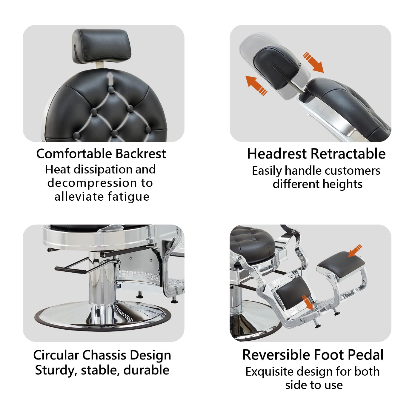 Nazalus Barber Chair Hair Salon Chair,Heavy Duty 700 LBS, for Hair Stylist Barber Beauty Tattoo Massage(Black Silver Round)