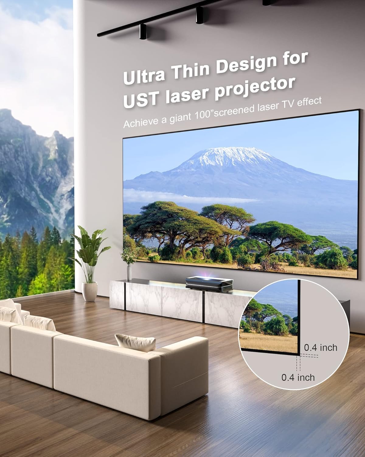 AWOL Aetherion Max 4K 3D ultra short throw projector & 132" Cinematic Screen Bundle(Aetherion Max&ALR-C132)